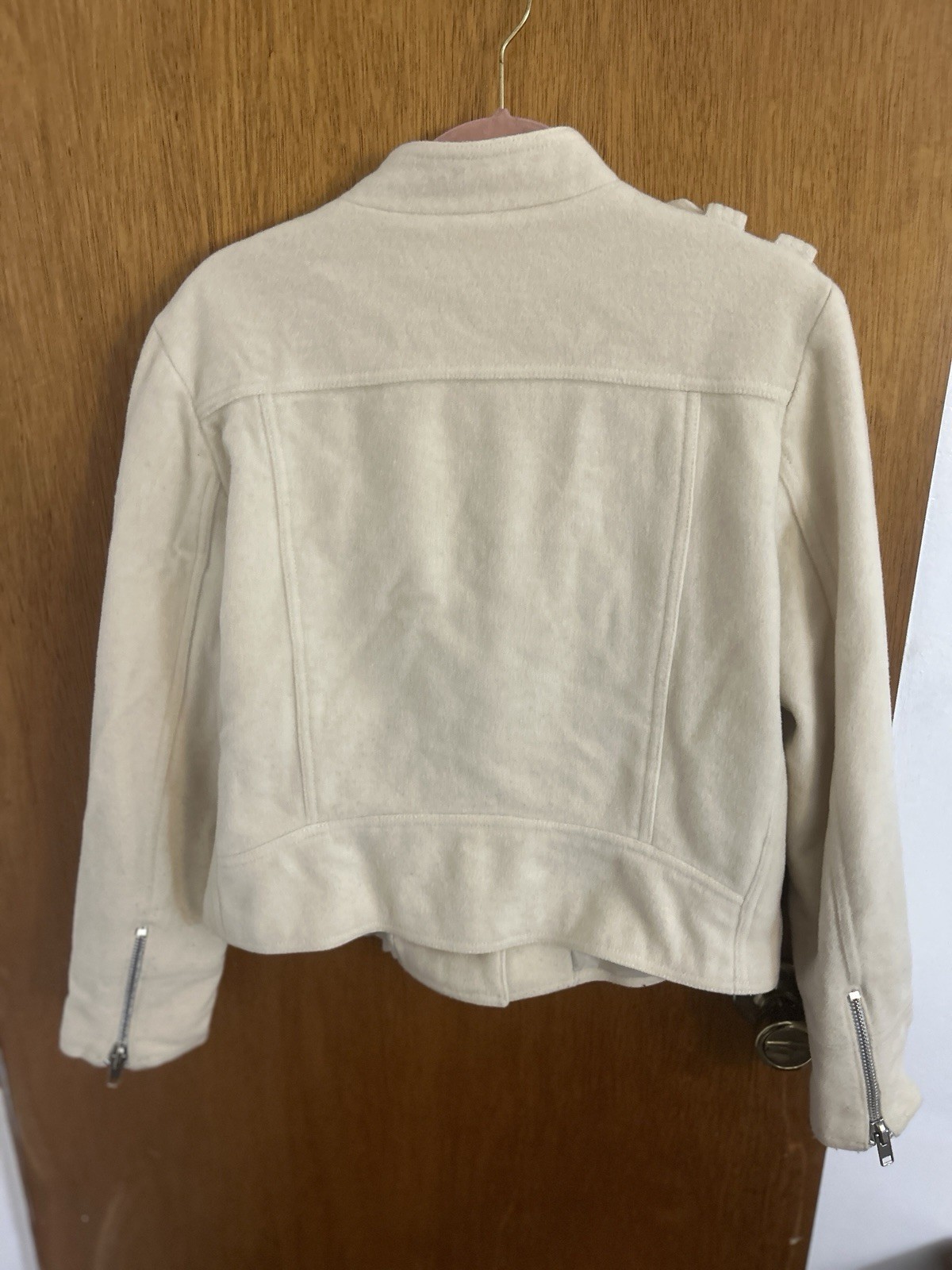 Vintage David N Moto Style Jacket wool Cashmere cream zip-up Romania Italy 80s