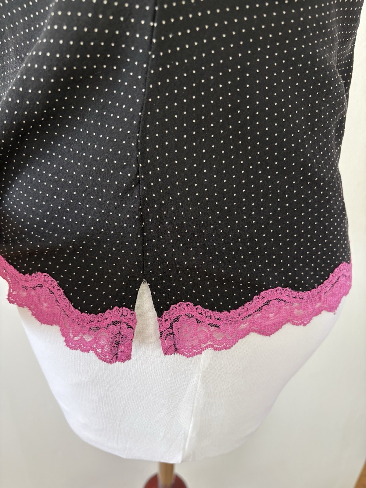 Express Design Studio Black White Polka Dot SILK Camisole Size S Y2K