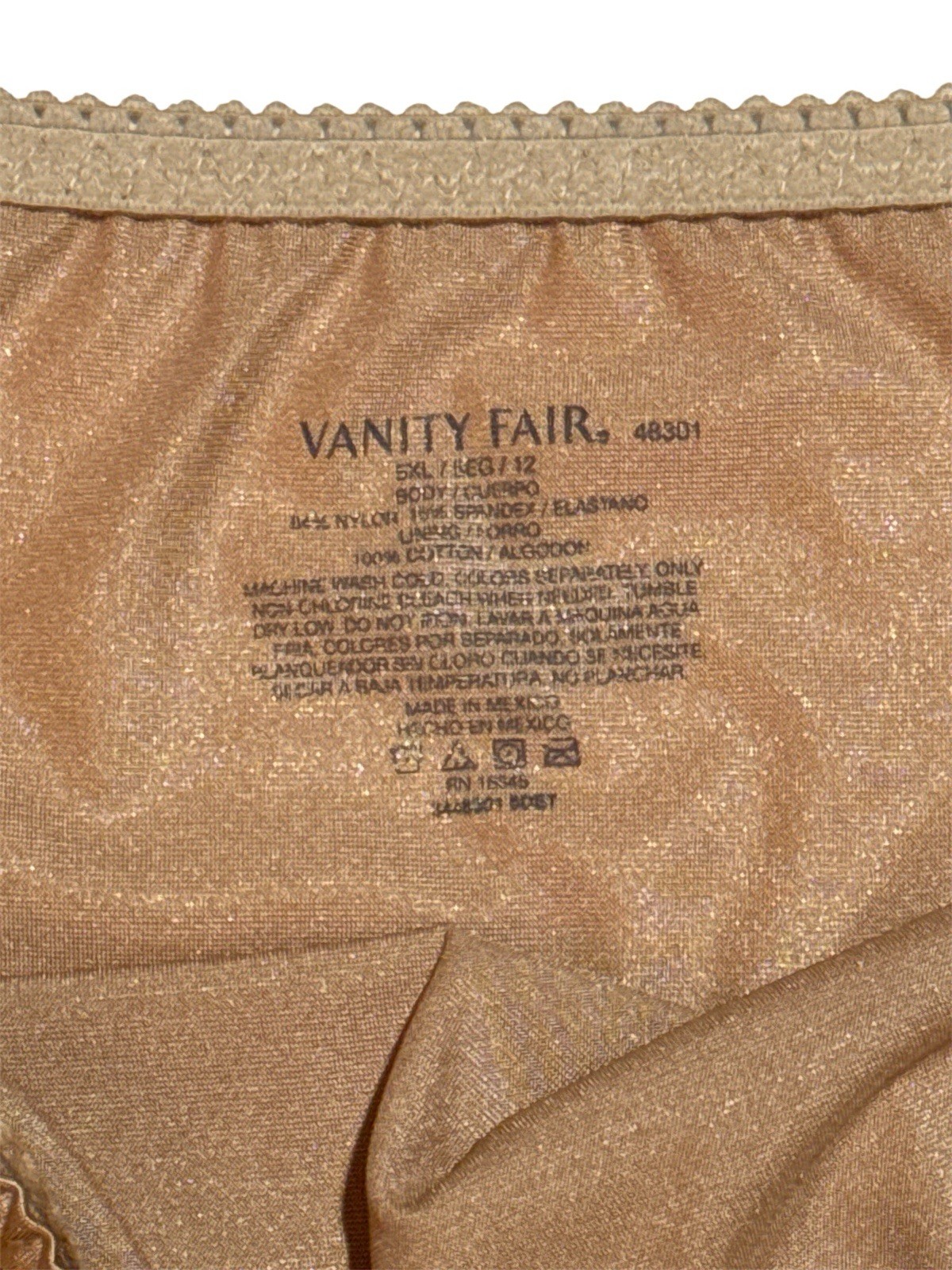 Vanity Fair Second Skin Panties 48301 Liquid Smooth Satin Hi-Cut Women’s 12/5XL