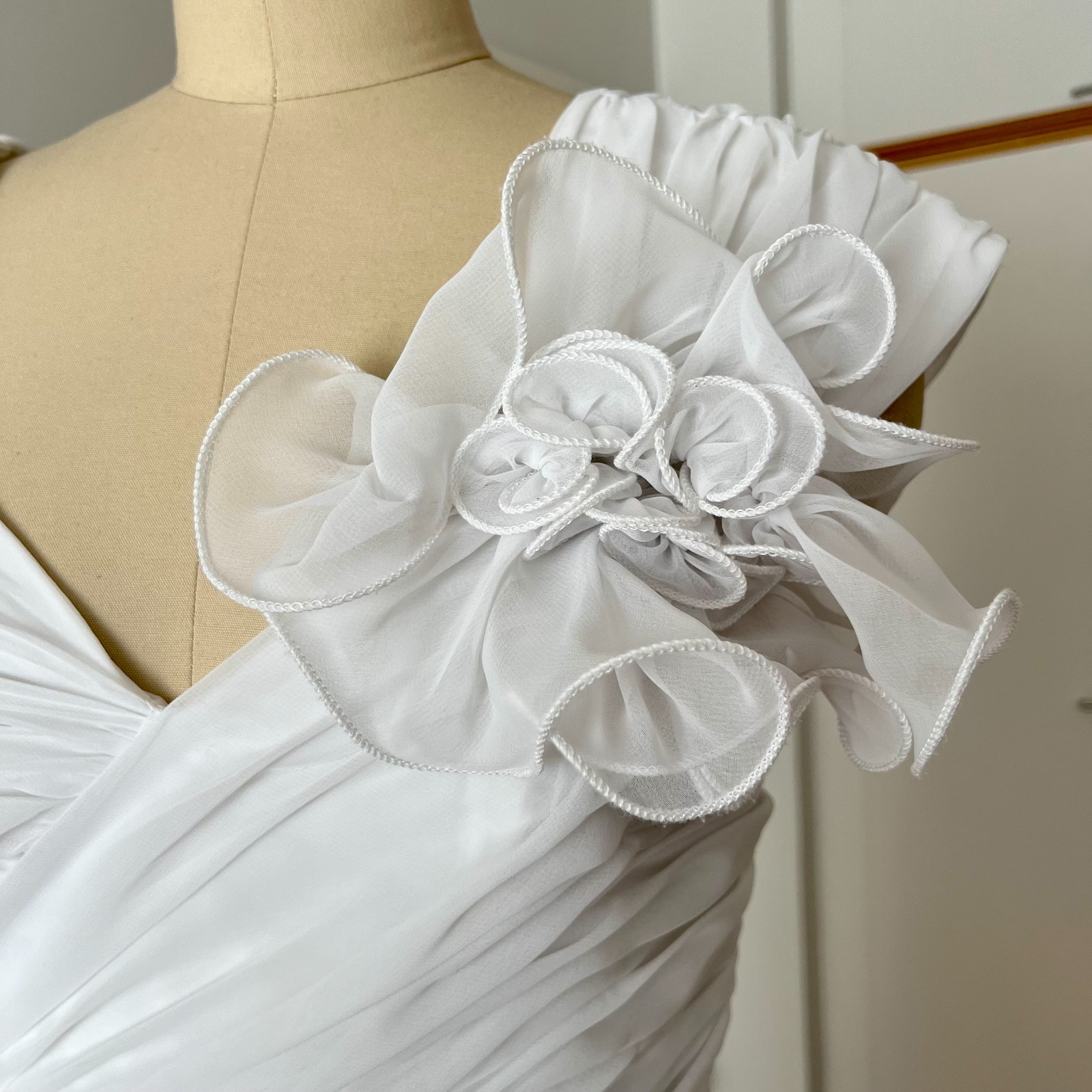 1980s JOHN CHARLES Minimalist Wedding Dress Drop Waist Bridal Fairytale Romantic