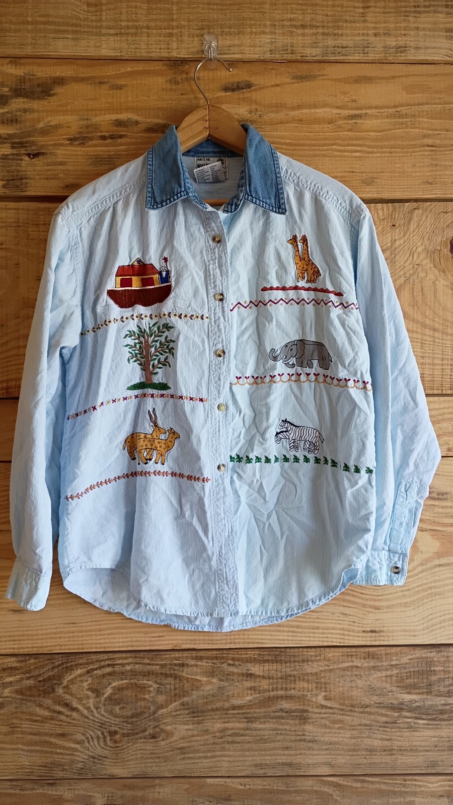 Vintage 90s Women&rsquo;s Noah&rsquo;s Ark Animal Safari Novelty Button Up Size Medium