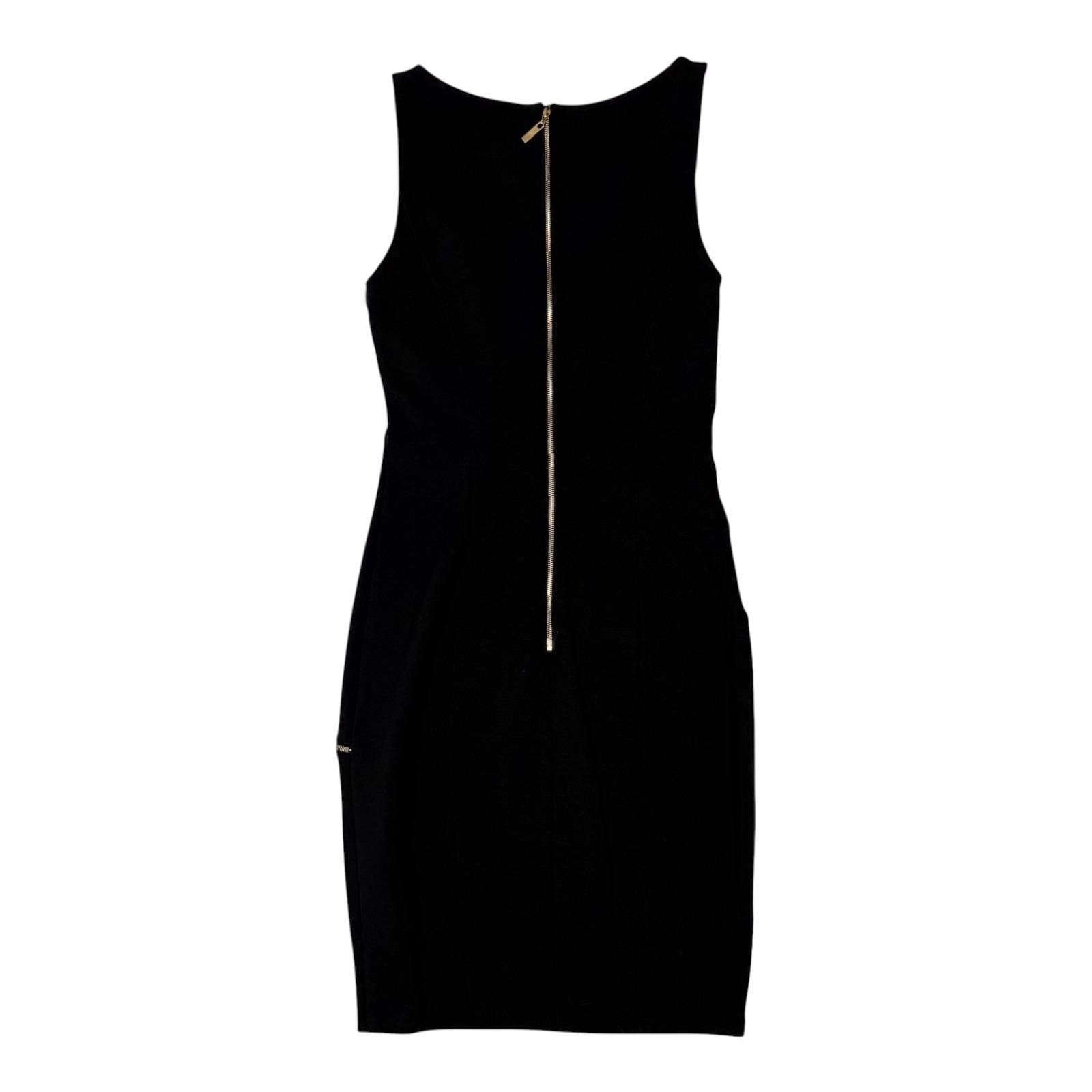 Vintage Cache Black White Zipper Sheath Dress Sleeveless Colorblock Stretch 2