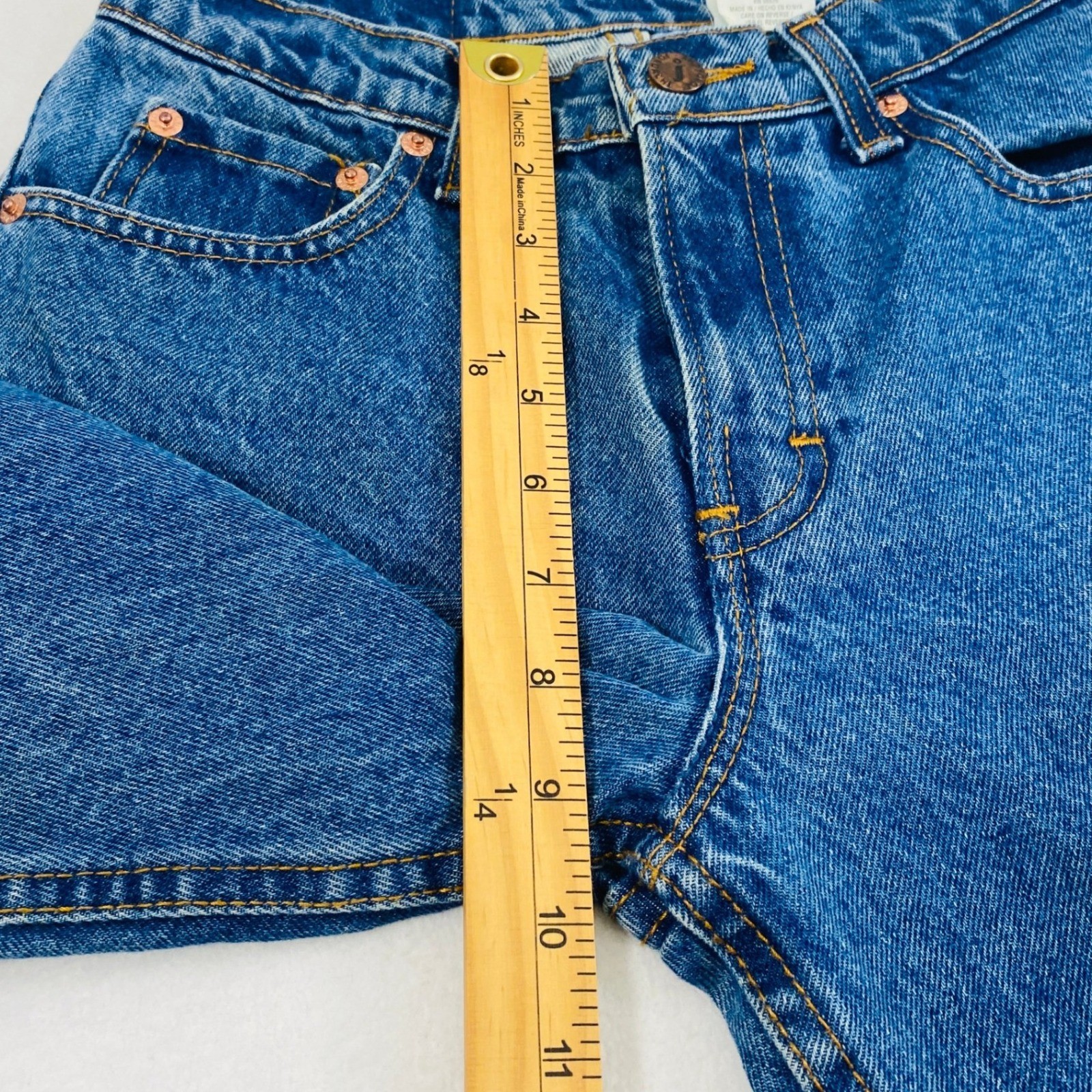 Jordache Vintage Jeans Junior 3/4 Mid Rise Straight Leg Blue Jeans 100% Cotton