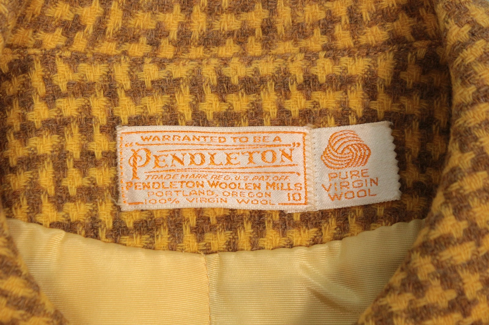 VTG Women&rsquo;s 60s 2 Pc Pendleton Yellow & Beige Wool Dress Suit XS/S 1960s