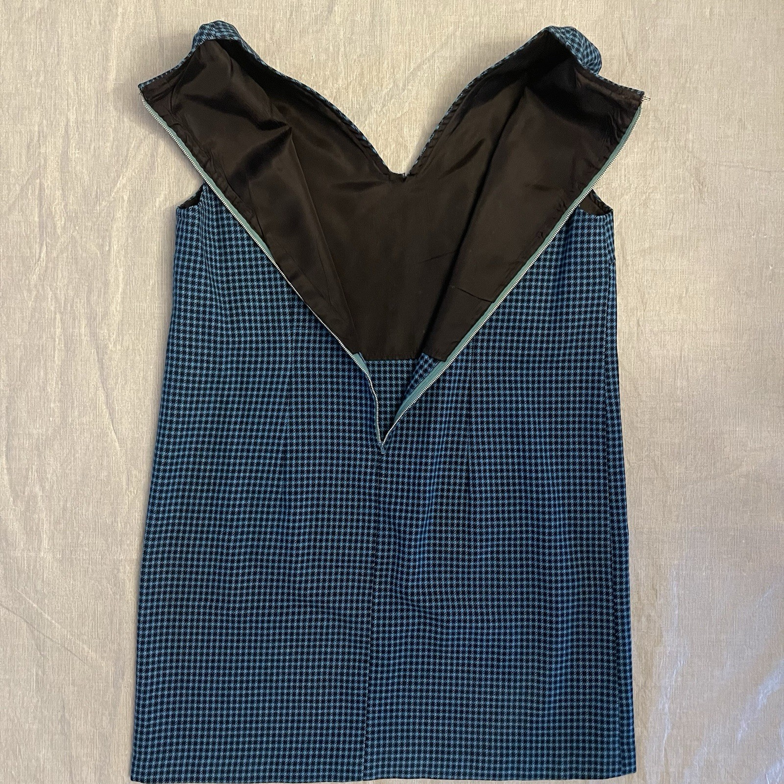 VTG Pendleton Wool Sleeveless Sheath Dress & Jacket 70s Size 12 Houndstooth