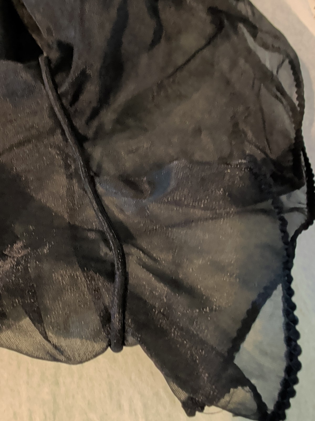Vtg Black Bed Jacke Sheer Chiffon Sleeves Lingerie Unbranded Sm/Med Rockabilly