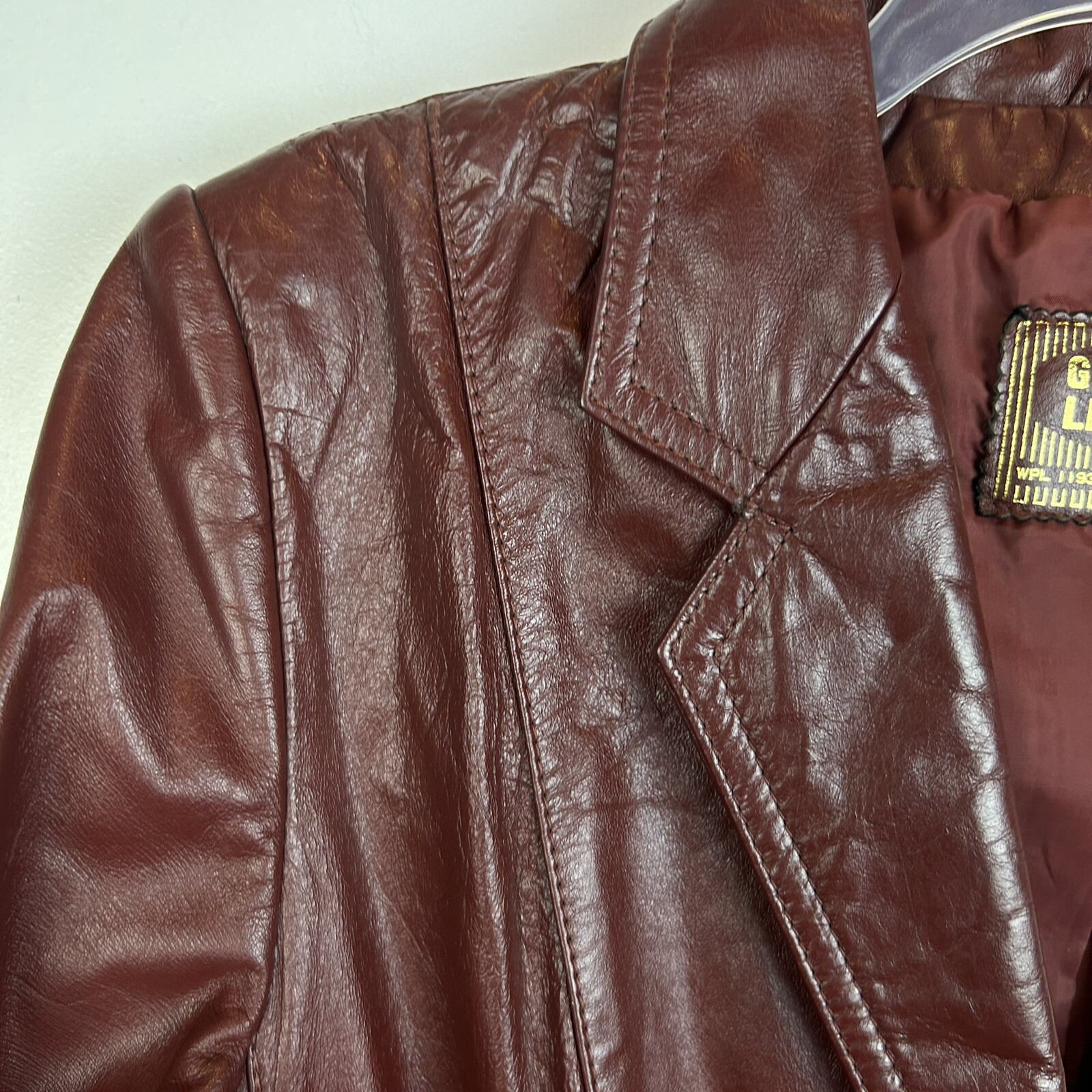 Vtg 70s Rust Brown Leather Jacket Short Womans 14 Made In Korea Read