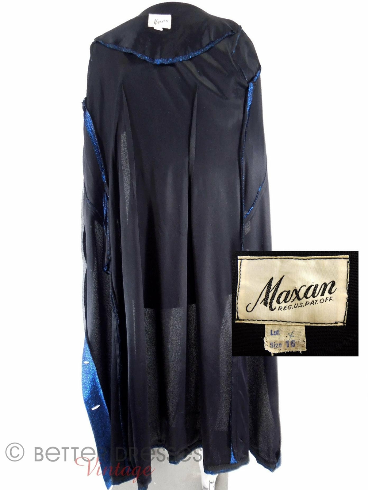 Vintage 60s Maxan Duster Coat in Sparkly Blue – med, lg