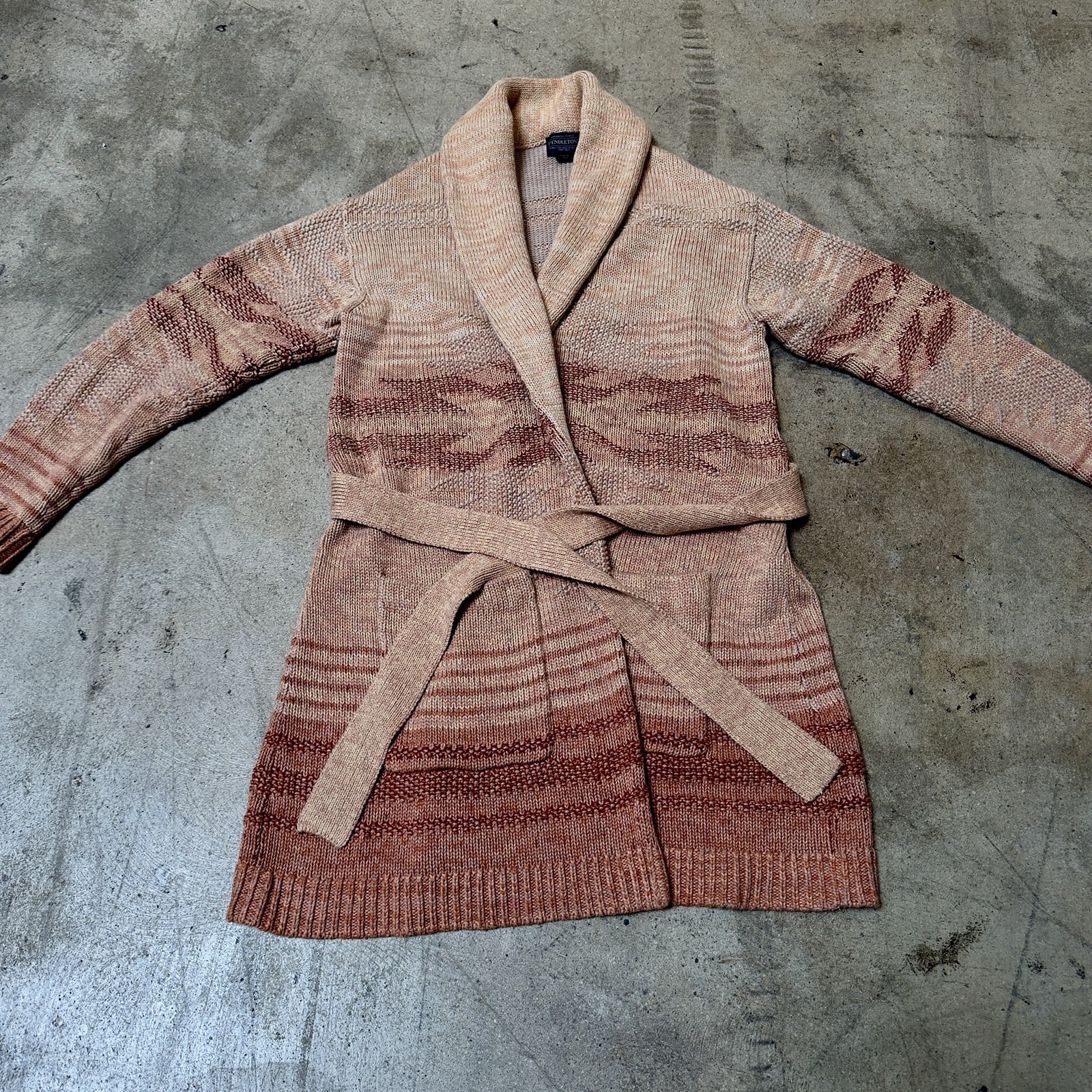 Vintage Women’s Pendleton Wrap Around Shawl Collar Belted Sweater Size L