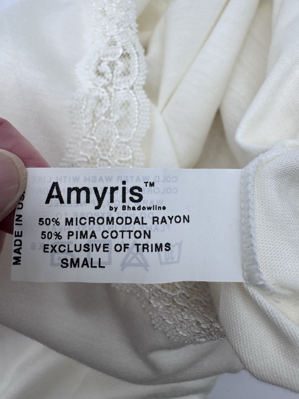 VTG Shadowline Amyris Pima Cotton Blend Nightgown, Sz S/M w/Tags Deadstock 90&rsquo;s