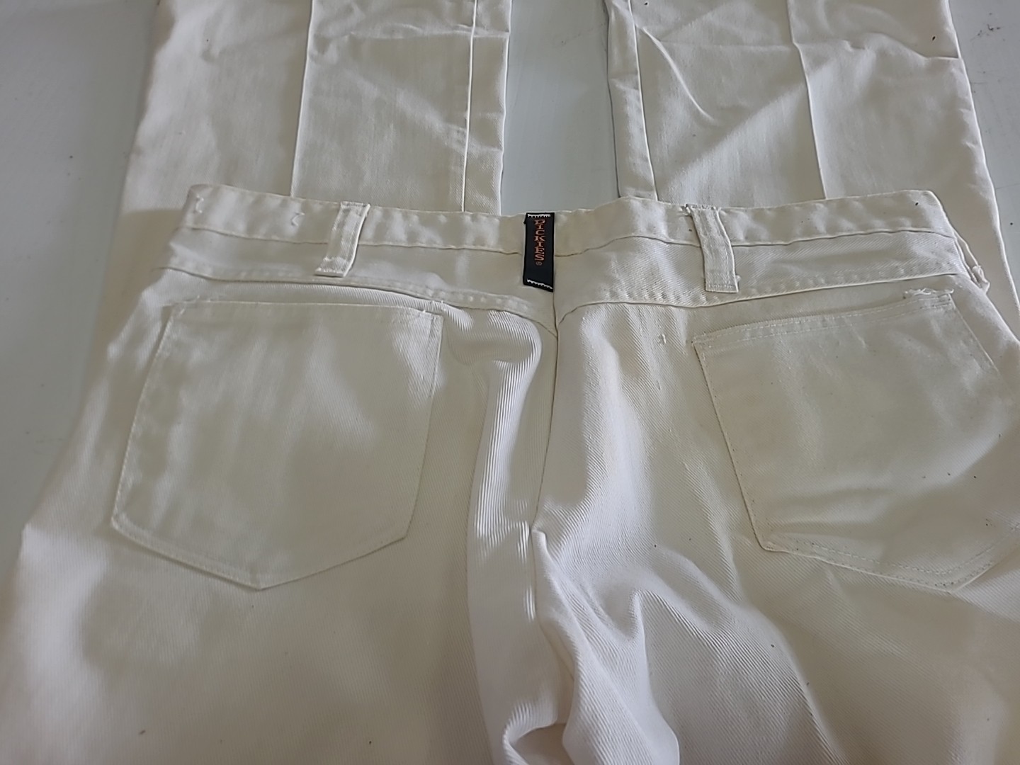 Vintage Dickies White Flare Bell Bottom Jeans Pants 34×30
