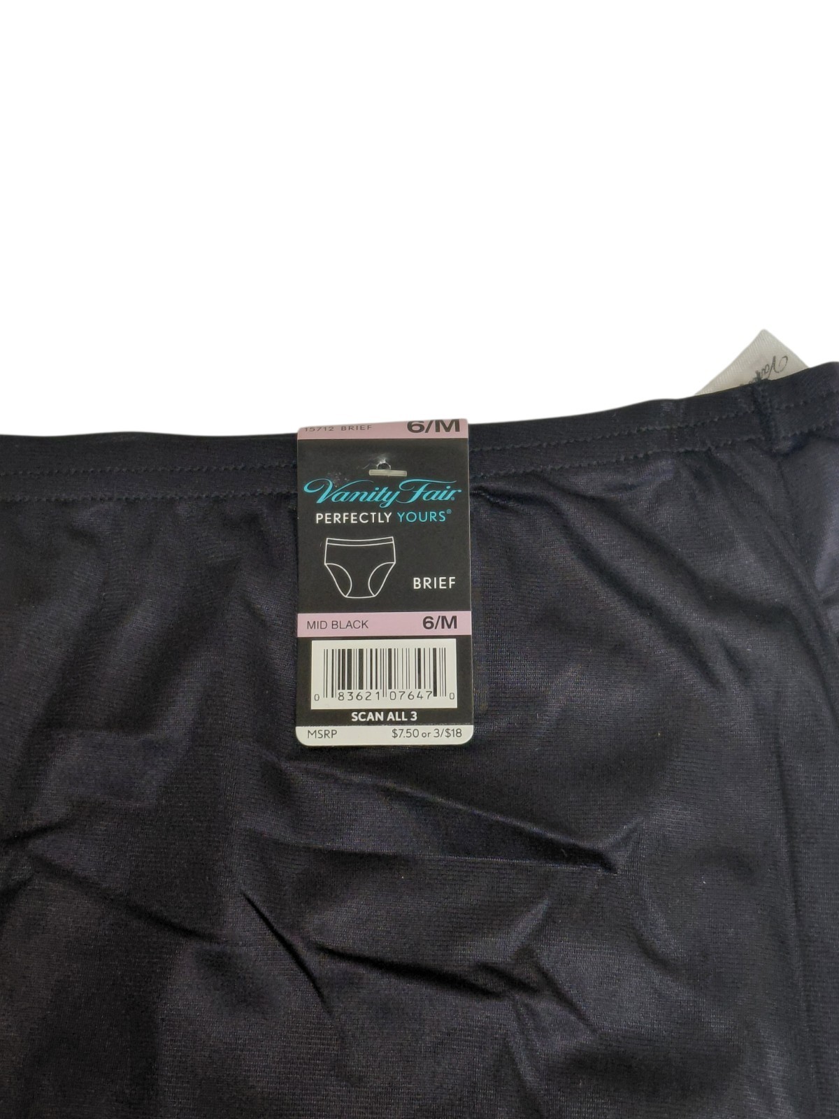 Vintage Mid Black Vanity Fair Brief Size 6/M No Lace