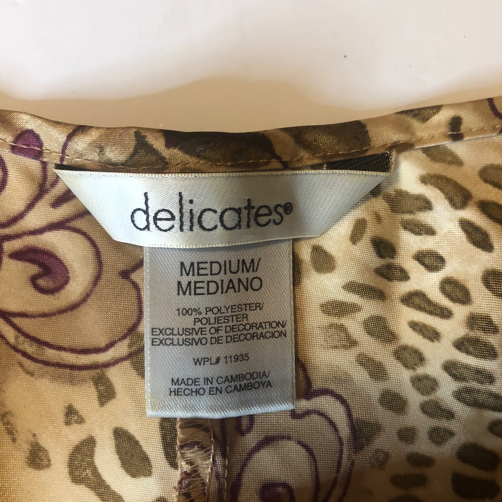 Delicates Brown Floral Leopard Nightgown Bodice Slip Dress Silky Satin Medium