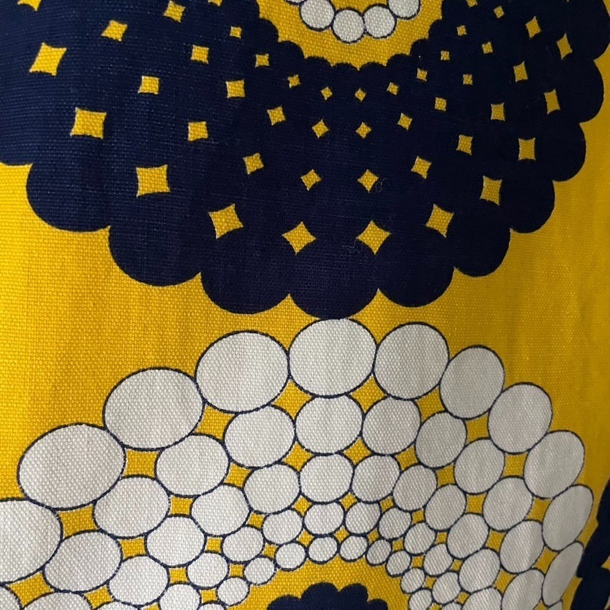 Vtg 1960s Mod Shift Dress Sweetbriar Cotton Yellow Mid Century Op Art Floral S M