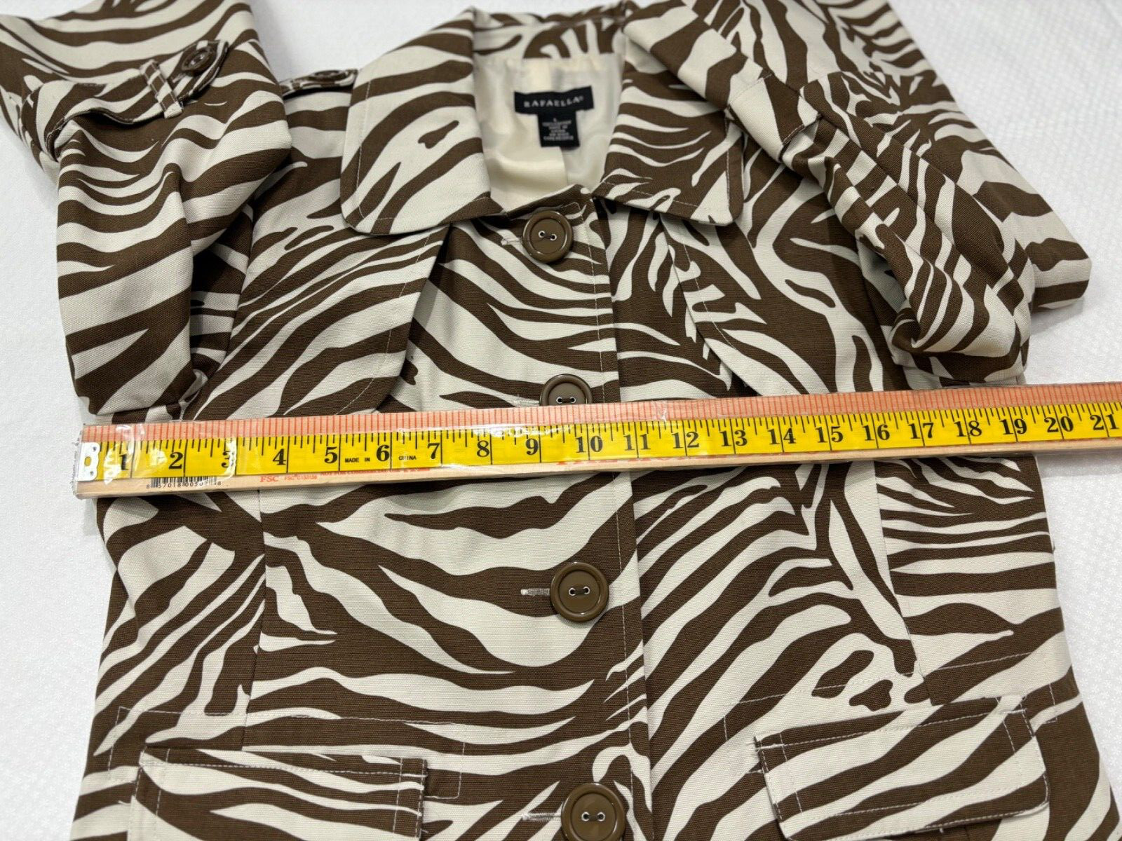 Rafaella Vintage Career Designer Jacket Giraffe Print Tailored Buttoned Lined