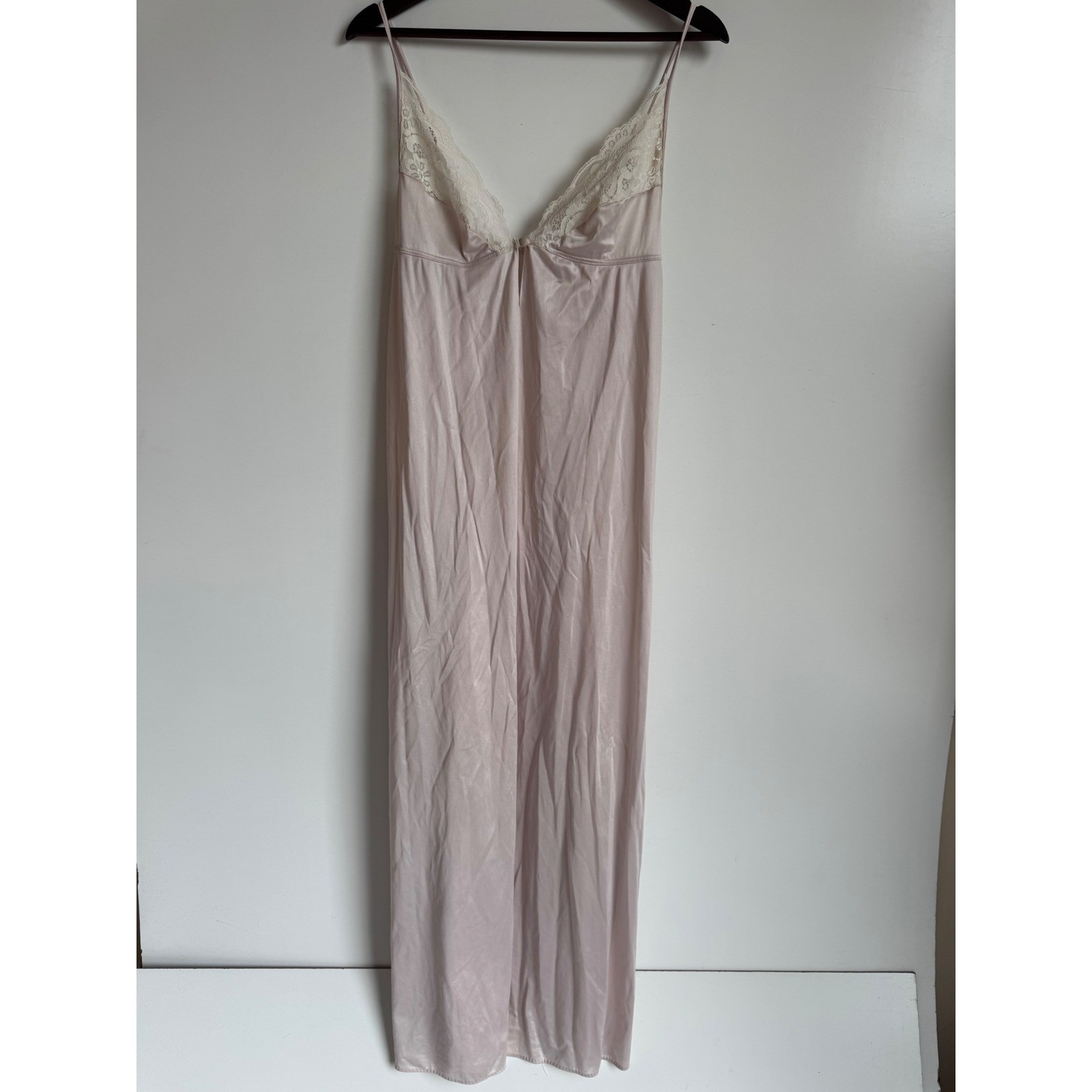 Vintage Slip Dress Pink Lace Maxi Long Babydoll Lingerie Small Sexy Coquette