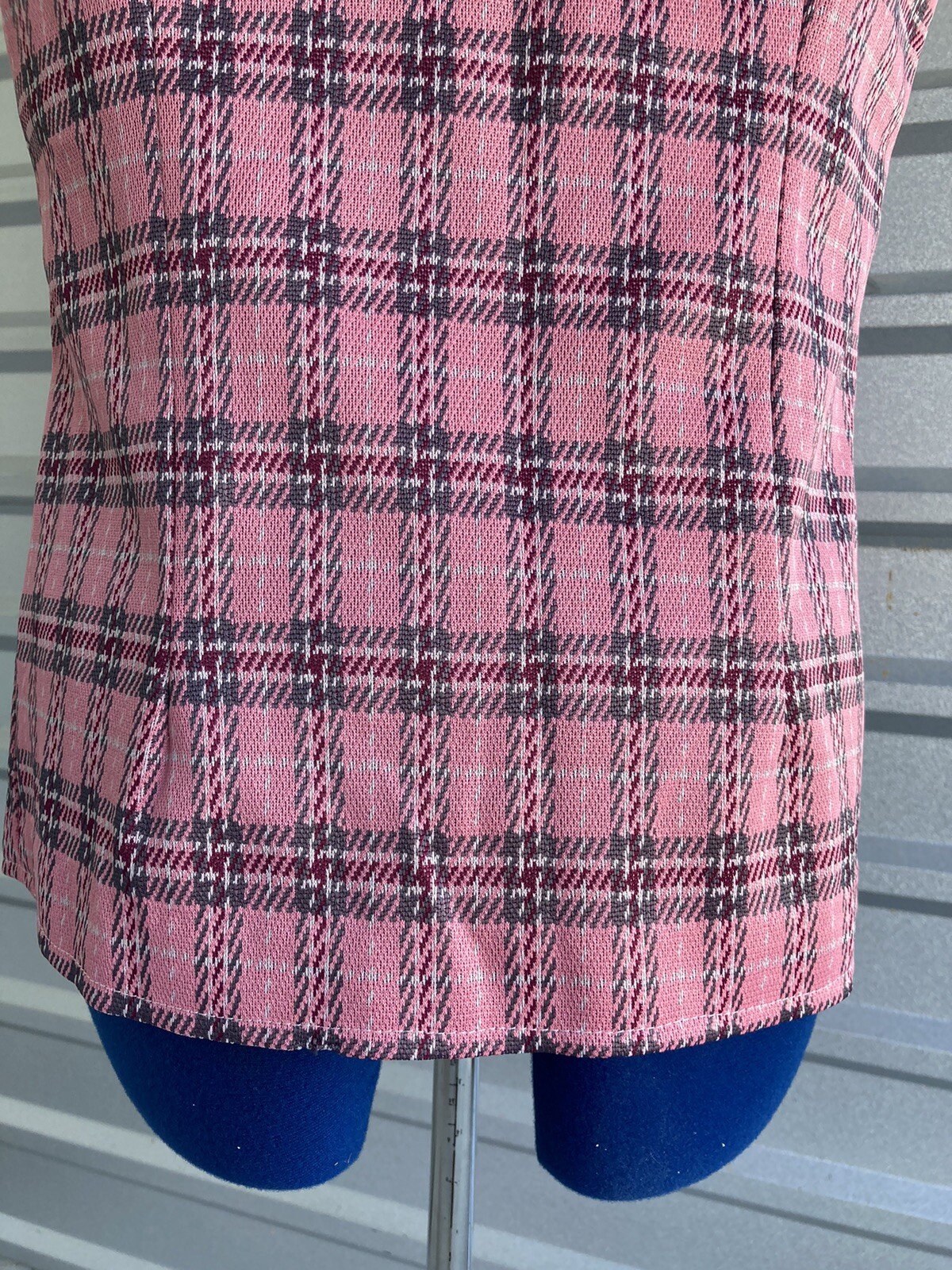Vintage Pink Plaid Vest Button Down With Pockets 40 Inch Chest Handmade
