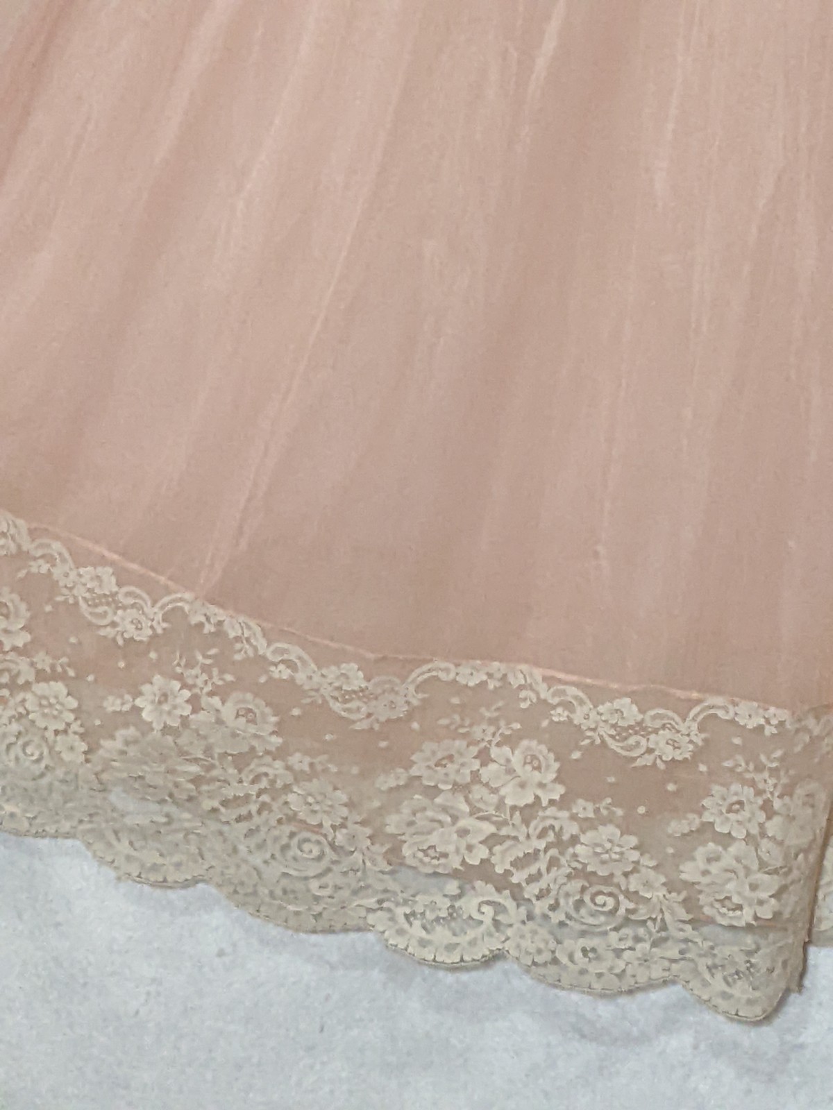 Vintage Double Layer Shear Chiffon Satin Bow Luxurious Lace Peignoir Robe M L XL