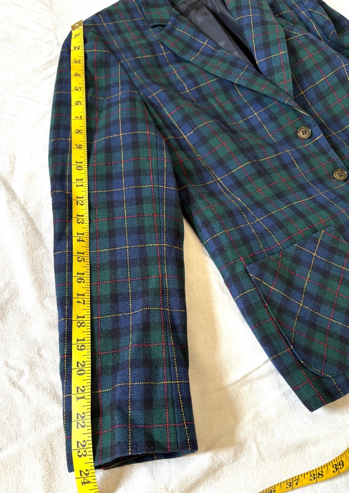 VTG Pendleton 100% Wool Blue-Green Tartan MiUSA Women&rsquo;s Blazer/Suit Jacket HOLES