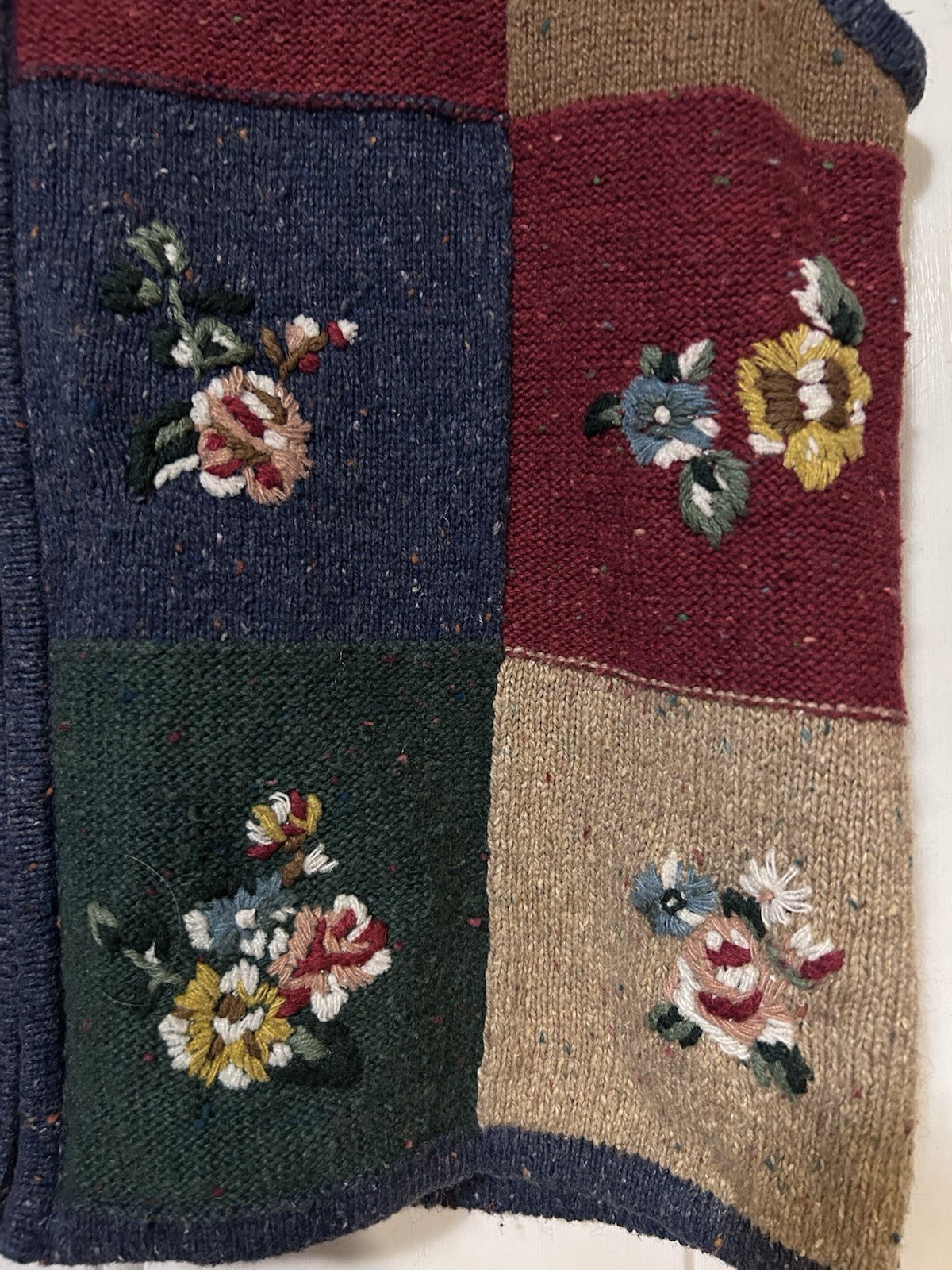 Vintage 90s Patchwork Floral Sweater Vest Grannycore Teacher Grandma Cottagecore