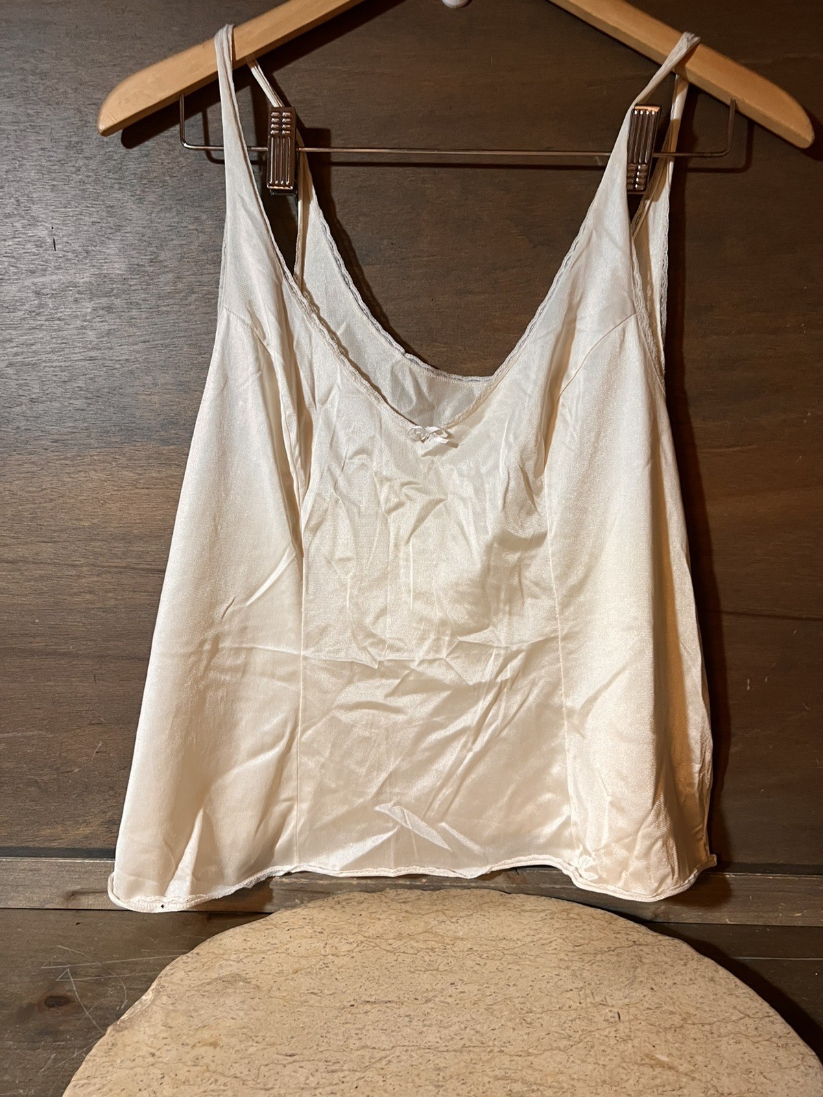 Vintage Vassarette Camisole PULLOVER Slip Tank Top Sz LARGE 42 White Retro 70&rsquo;S