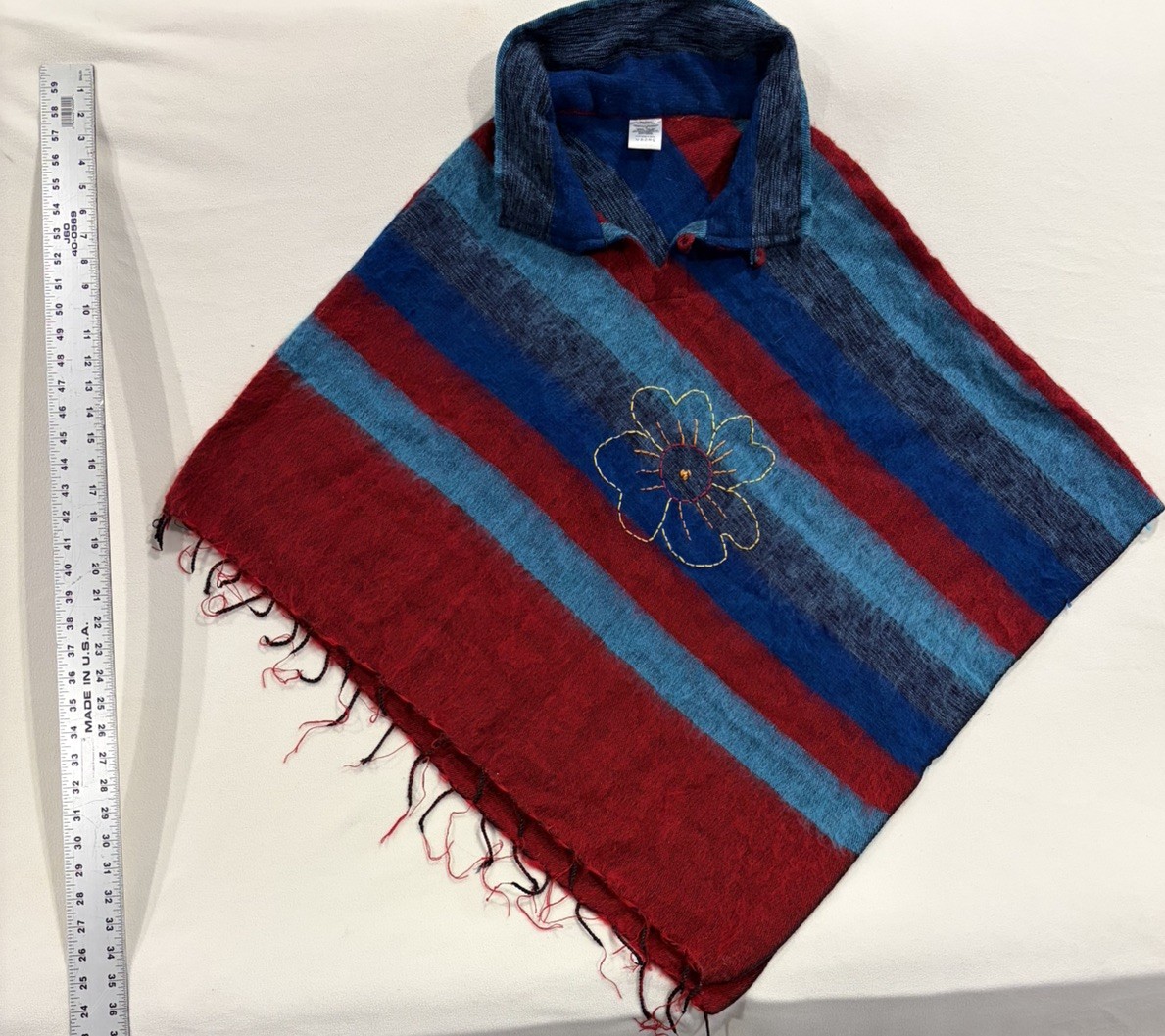 Handmade Nepal Poncho Cape Acrylic Wool Boho Festival One Size