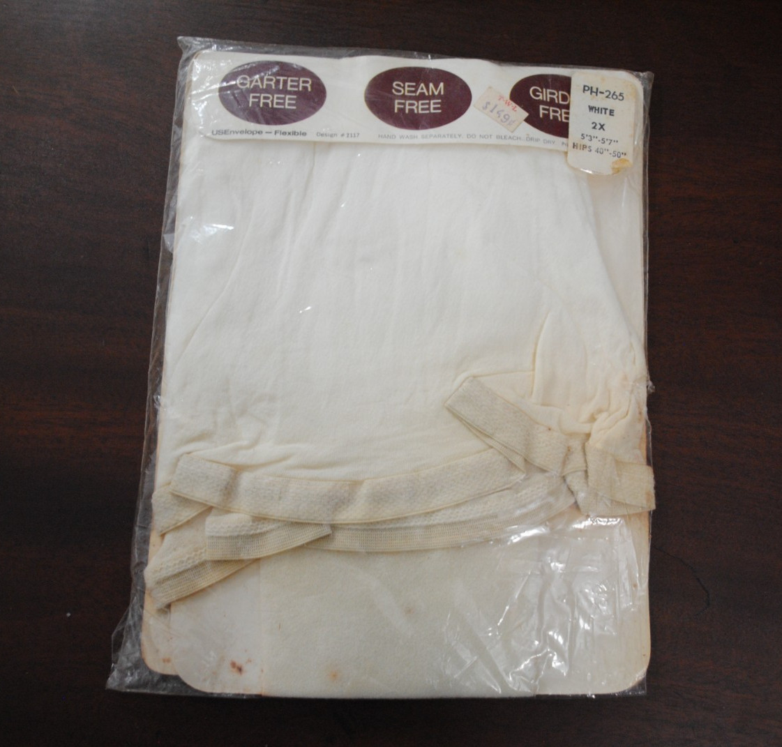 Vintage Extra Width White Panty Hose Plus Size 2X 1960s-70s Sealed NOS