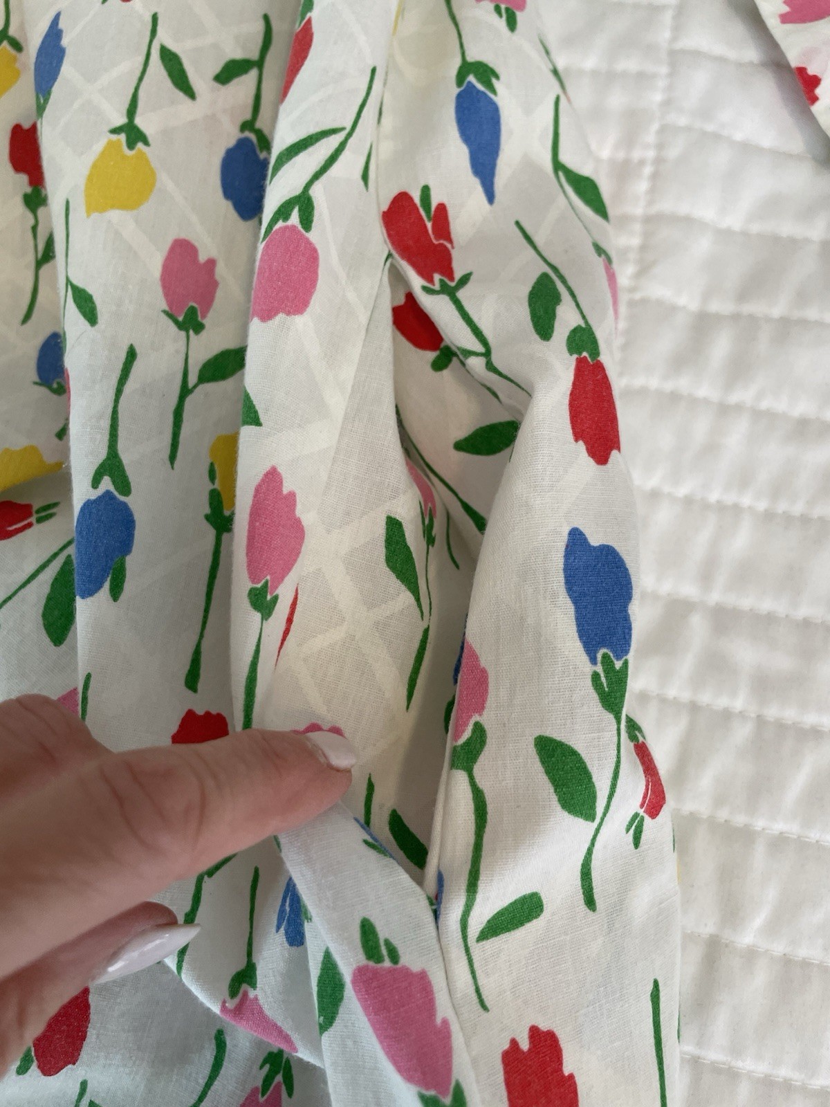 VTG 70s David Brown Saks Fifth Avenue White Floral 1/4 Zip House lounge Dress