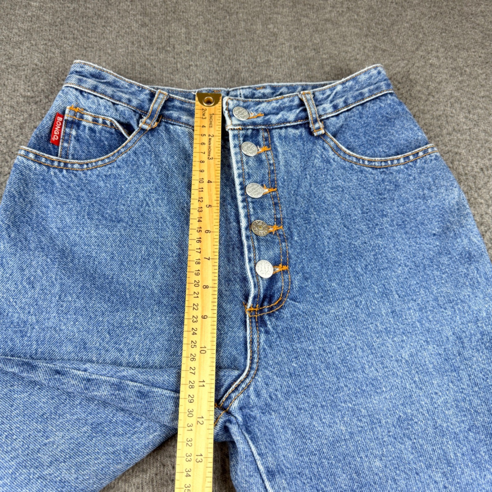 VINTAGE Bongo High Waisted Mom Jeans Blue Button Fly Tapered USA Women&rsquo;s Size 7