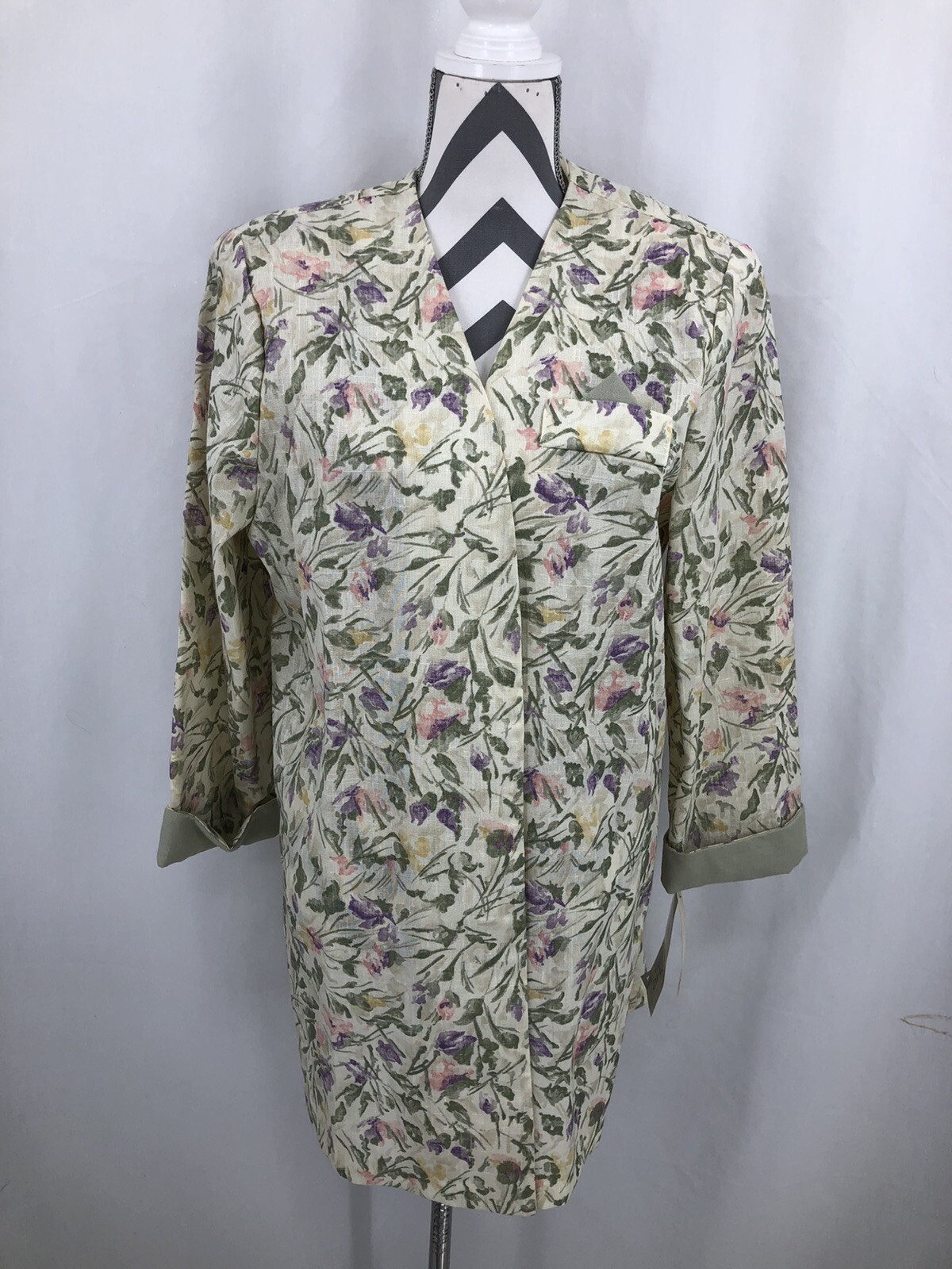 Stuart Alan 3/4 Sleeve Floral Open Front Jacket 1265/8166 16 Vintage USA NWT