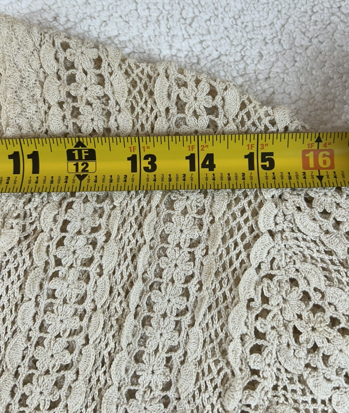 Vintage Shanghai Handmade Cotton Crocheted Cardigan Sweater Wmns LG Ecru *READ*