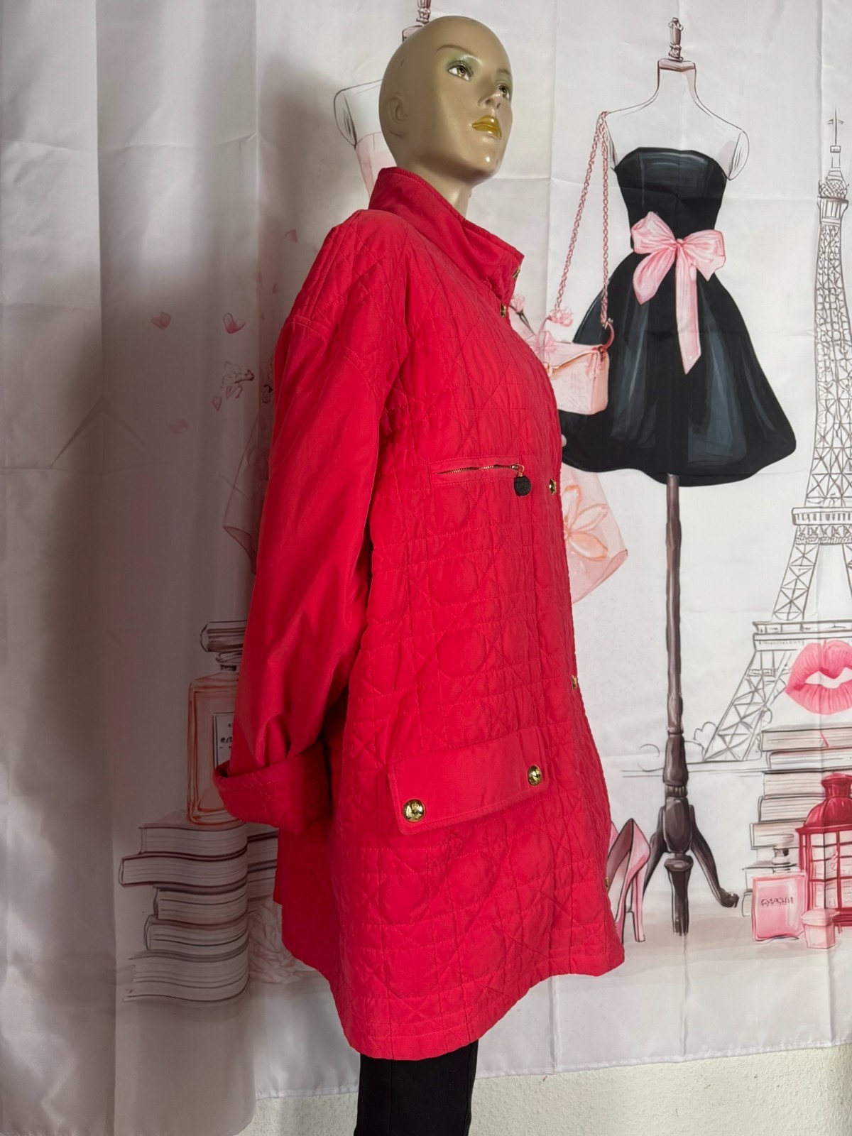 Vintage Antonette Haushofer Quilted Jacket Red Equestrian 44 46