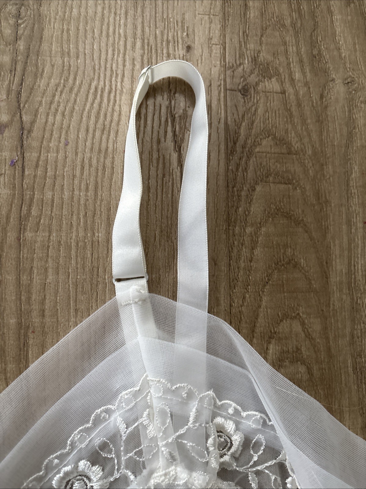 SEARS Tailored White Slip With Shadow Panel, Size 36 Lace Trim Adjustable Straps