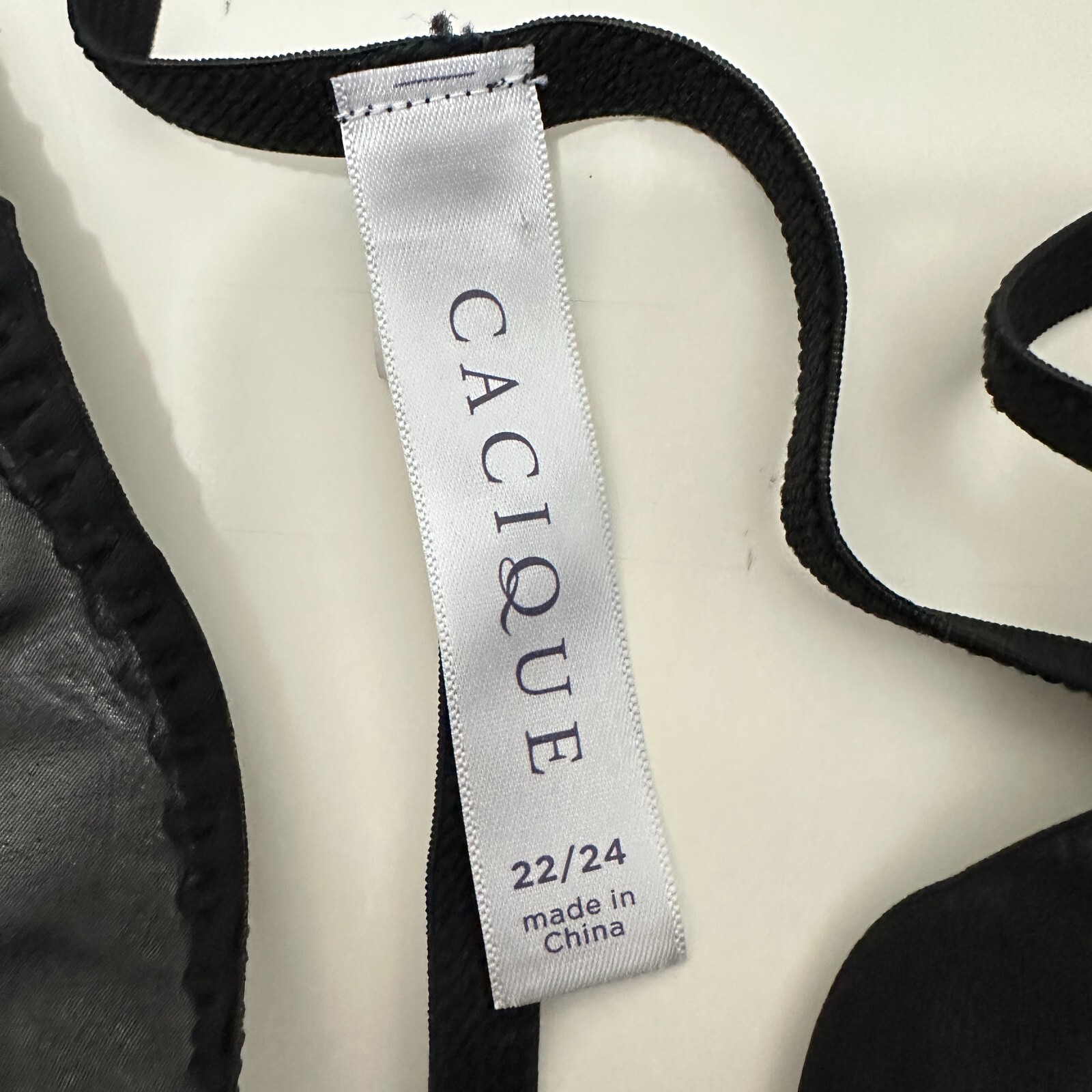 Cacique Thong String Panty Size 22/24 Black G-String Sheer Chiffon