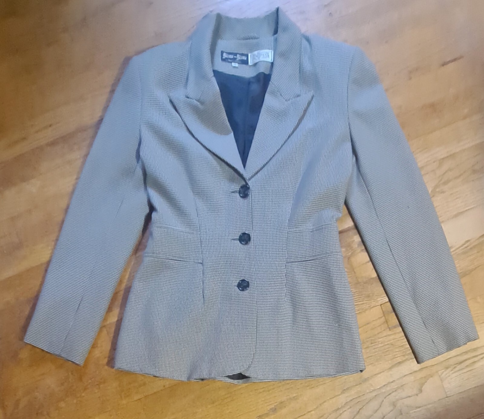 Vtg 90s Bisou-Bisou Michele Bohbot Bergdorf Goodman HoundstoothCheck Blazer 10