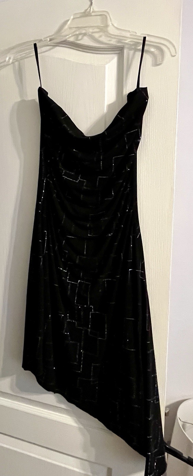 Byer Too Y2K Vintage Strapless Dress Black Silver Glitter Geo Size M