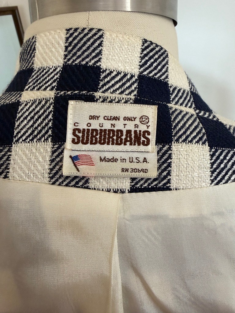 Vintage 1970s Country Suburbans Gingham Blazer Jacket ILGWU Union Made Size 12