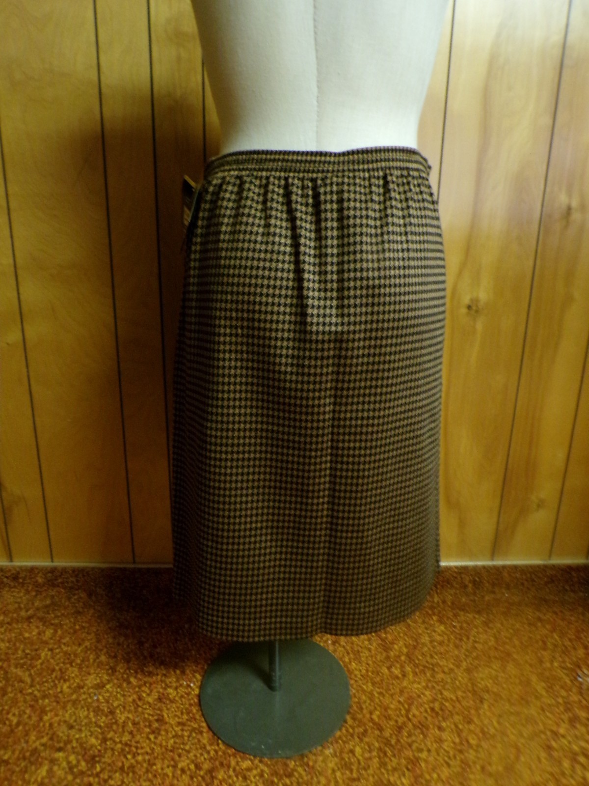 Vintage Cappuccino by Cape Cod Brown Black Herringbone Skirt Waist 38-46&Prime; XL NWT