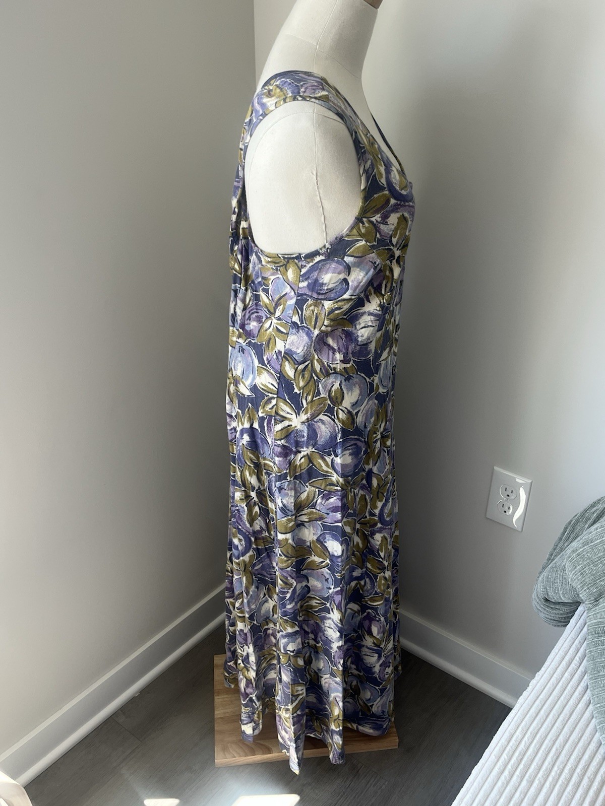 VTG Laura Ashley Italy 100% Cotton Knit Floral Maxi Dress 12 L 90s Cottagecore