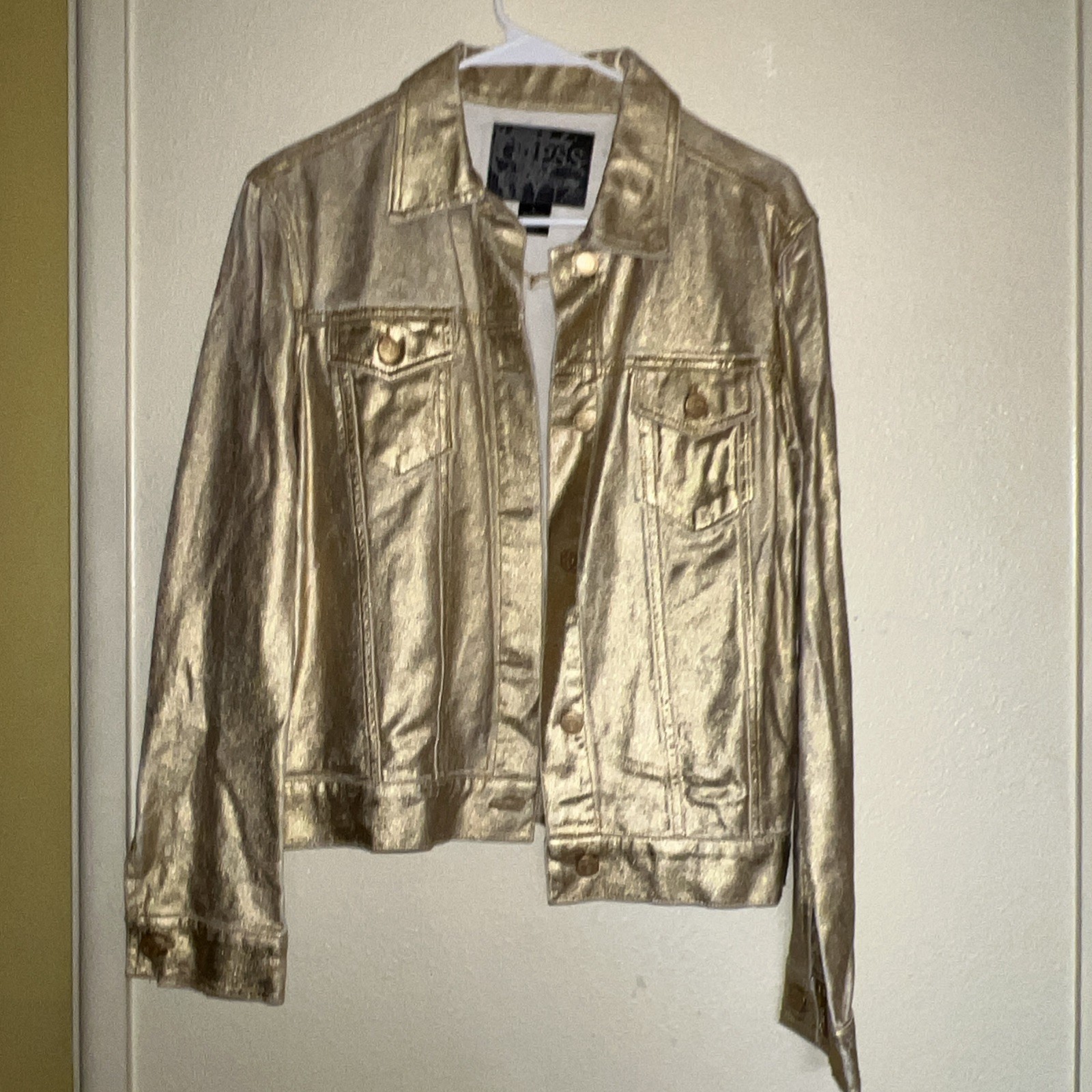 Guess Premium Denim Vintage Gold Wash Women&rsquo;s Canvas Jacket Large