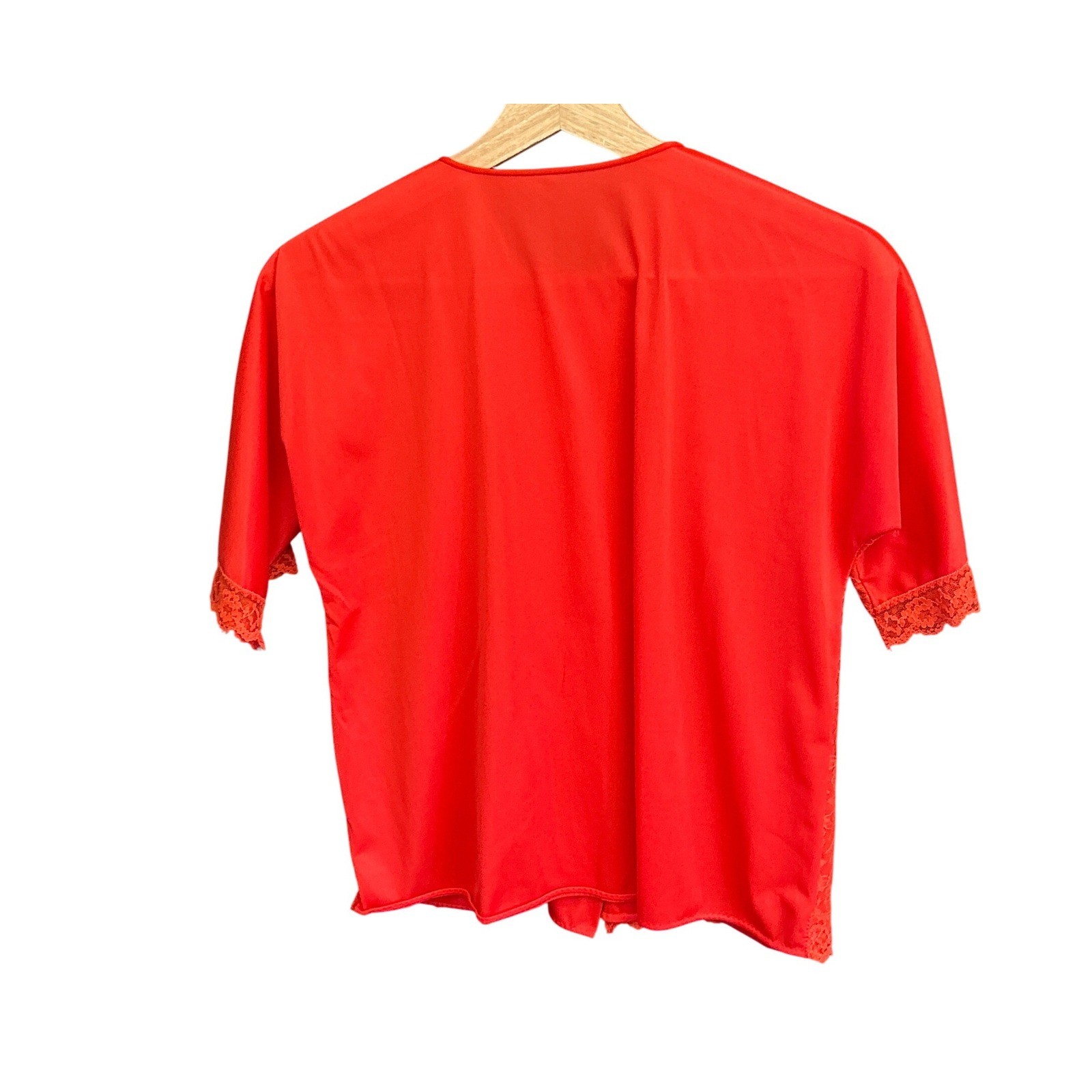 Vintage Charmode Lace Front Cardigan Top Coquette Romantic Red 34 Grandmacore