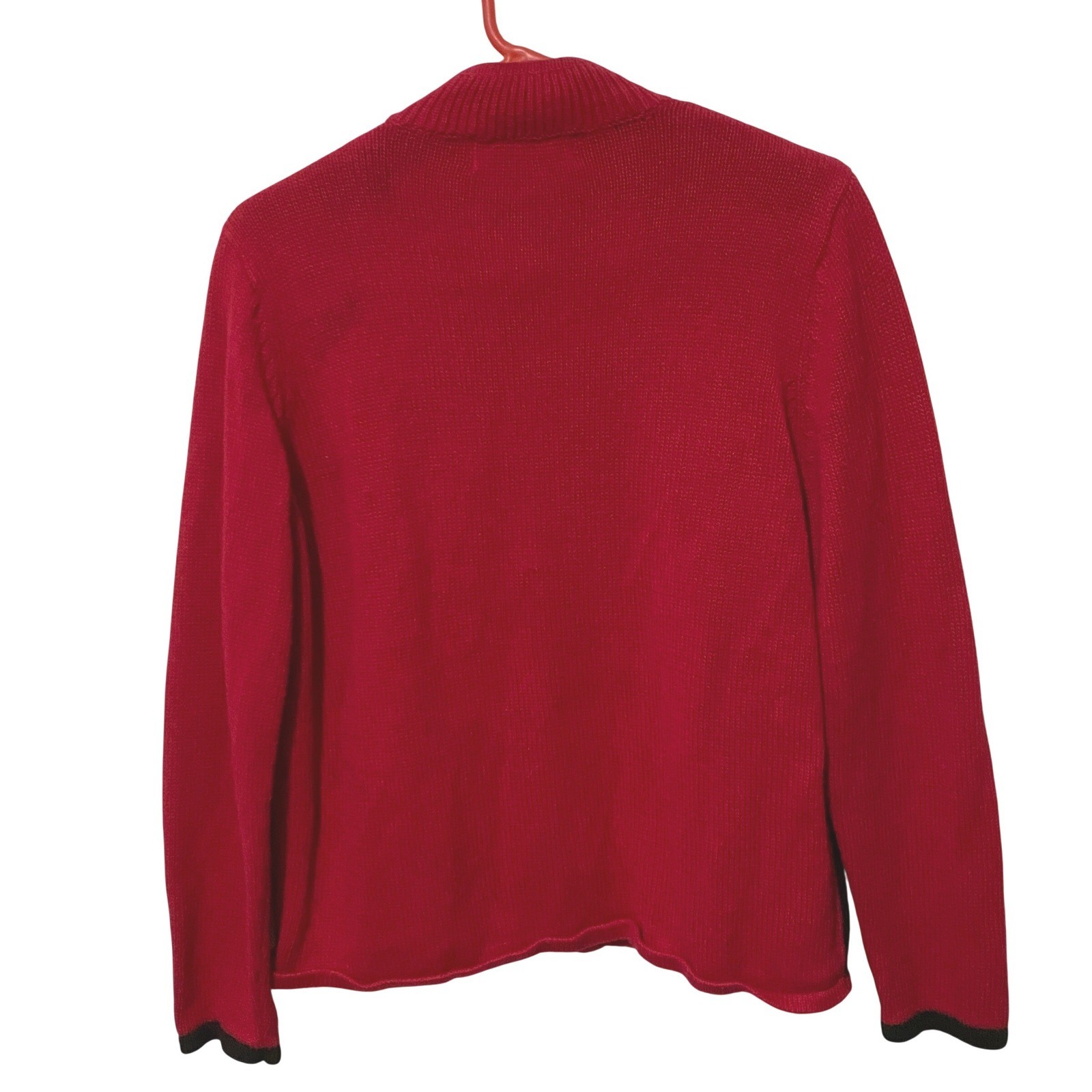 Embroidered Beaded Christmas Sweater Vtg 90s Y2K Zip Up M Red Kitschy Holiday