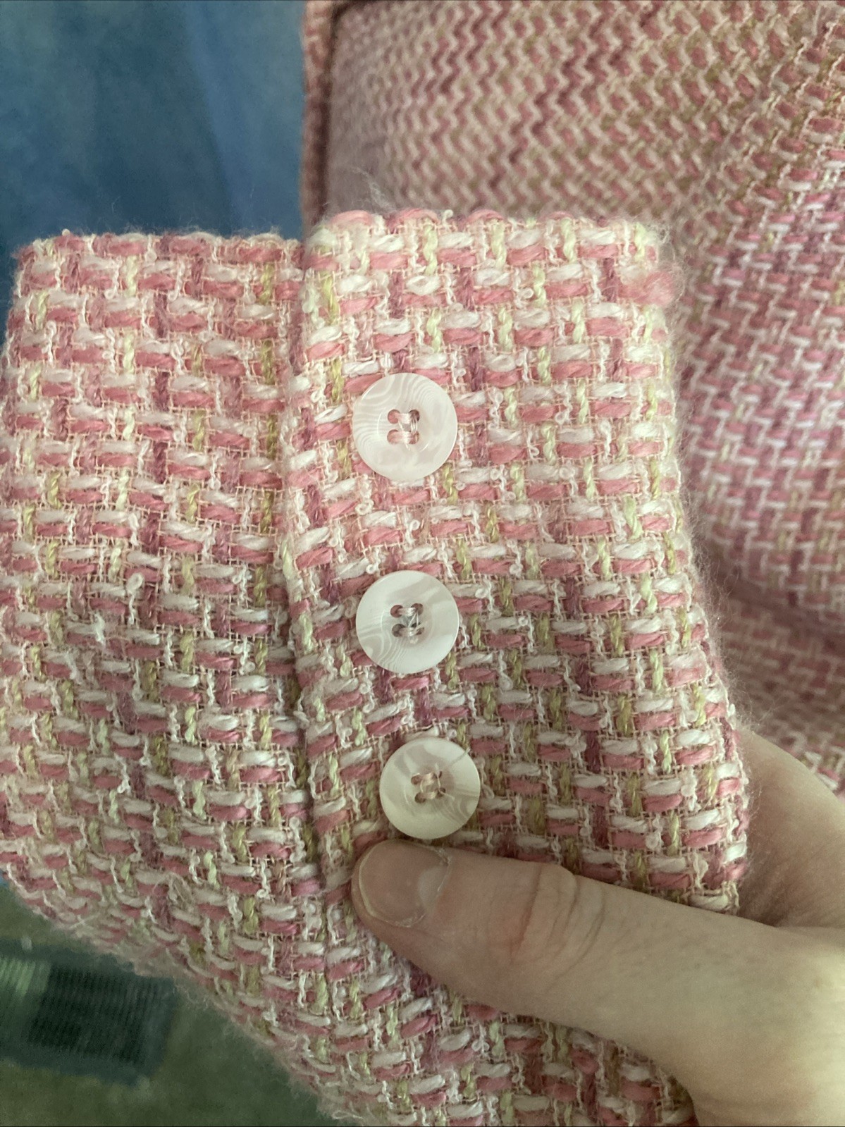 VTG 90s Y2K Villager Liz Claiborne Pink Tweed Blazer Jacket Lined Size 10