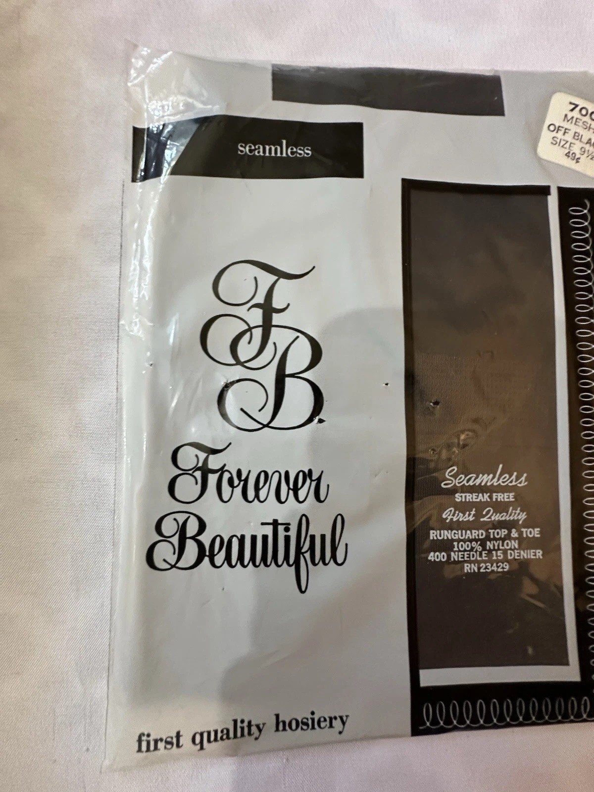 Forever Beautiful Hosiery Off Black Stockings Sz 9.5 400 Needle 15 Denier Nylon