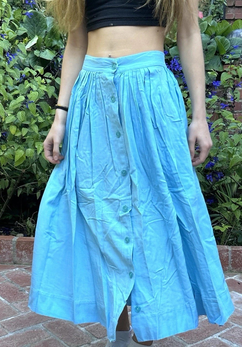 Rare Vintage 50s Label XS Iolani Full Skirt Made In Hawaii Turquoise