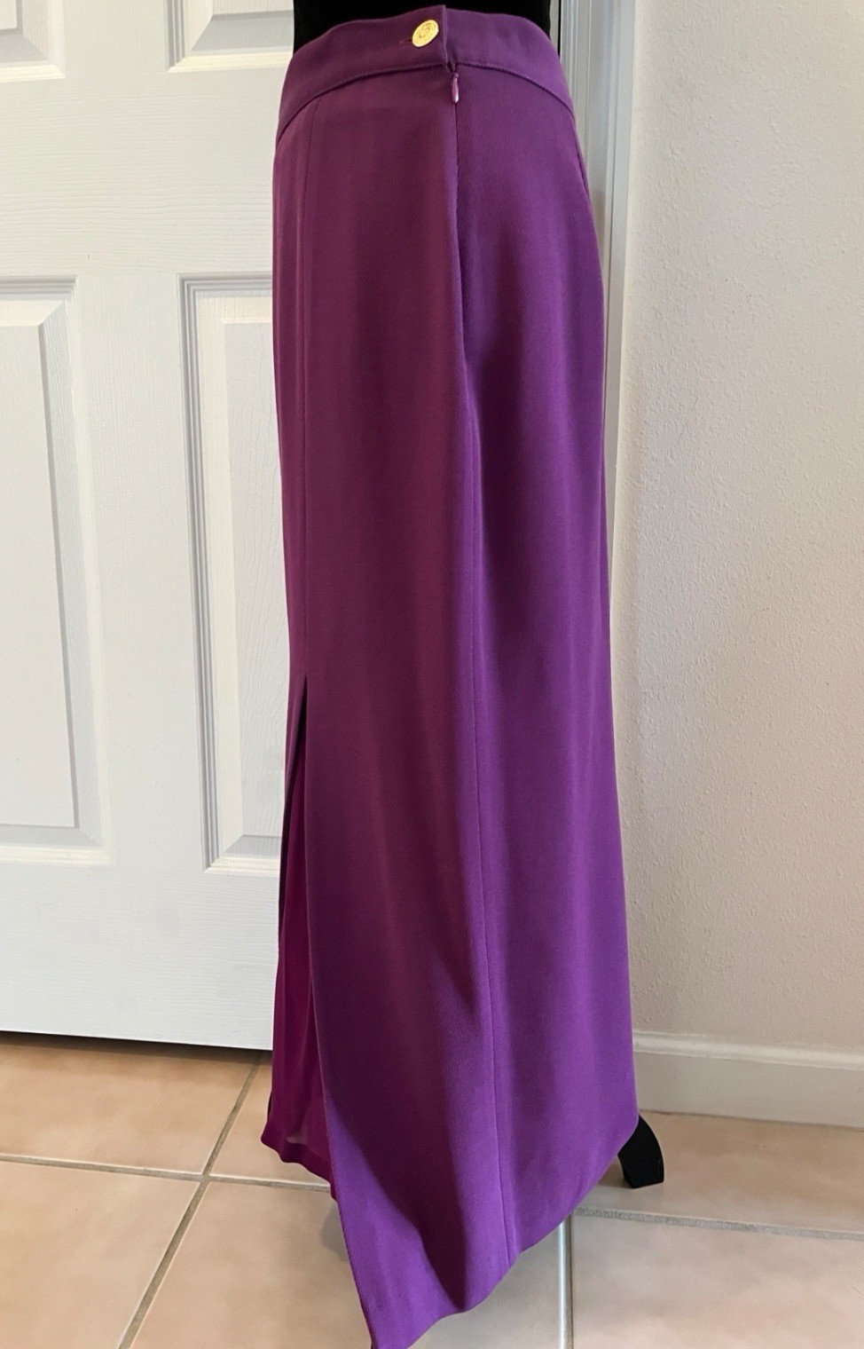 Vintage GIANNI VERSACE VERSUS Purple Long Wool Skirt with Front Slit