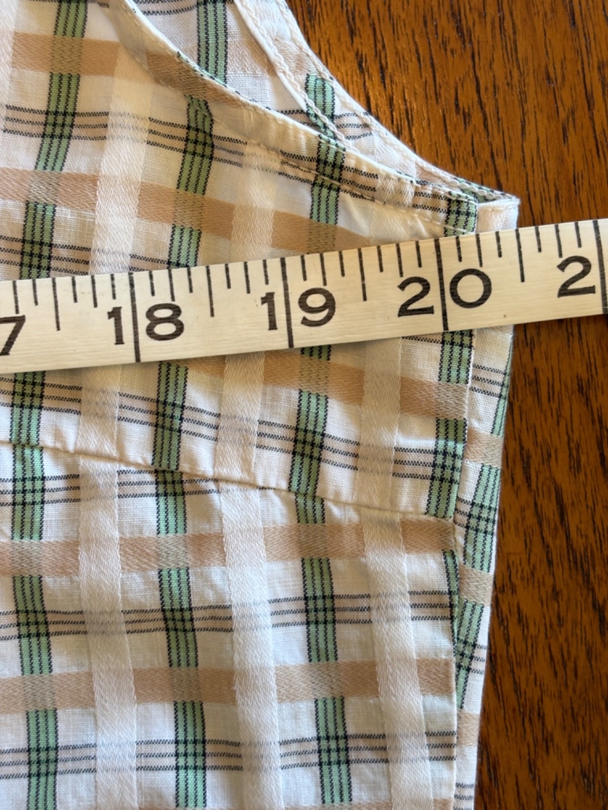 Vintage 60s Ship n Shore Thin Cotton Button down sleeveless M/L Top White &Green