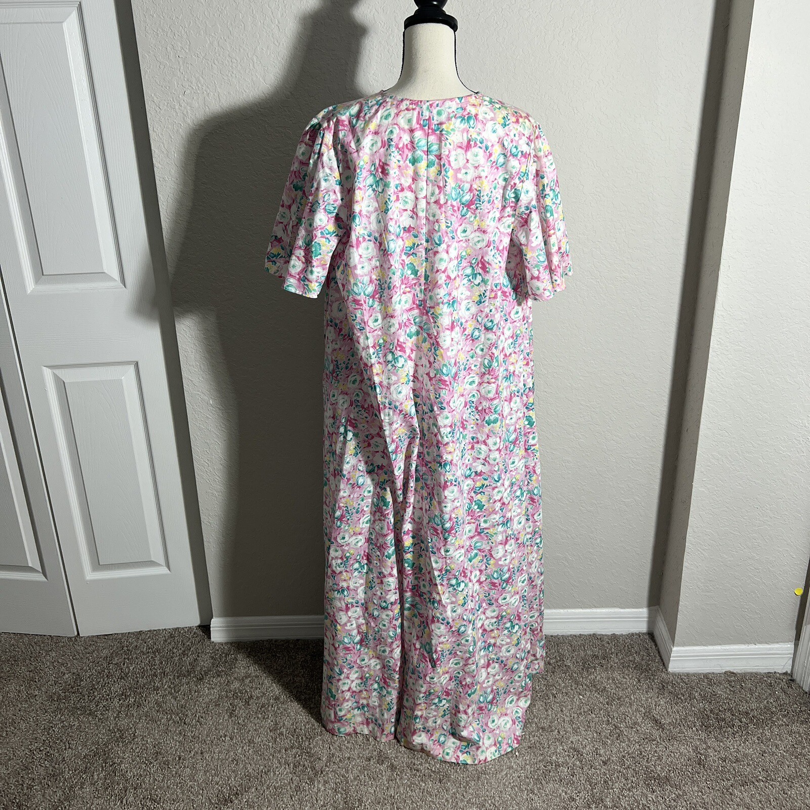 Vintage David Brown California Half Zip House Coat Mumu Dress Sz Medium Floral