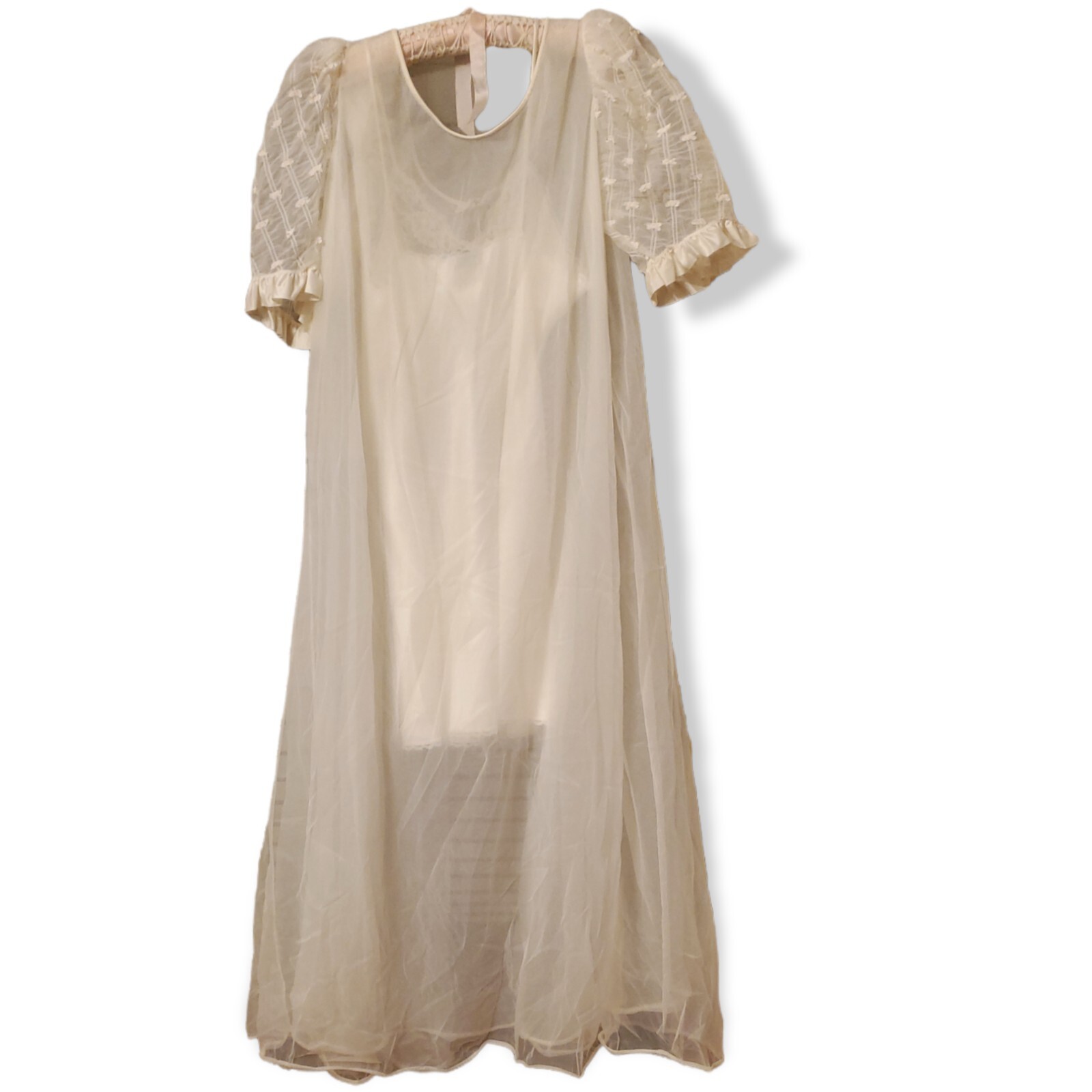 Vintage Val Mode Chiffon Full Flowy Nightgown Negligee Peignoir & Robe Set M/L