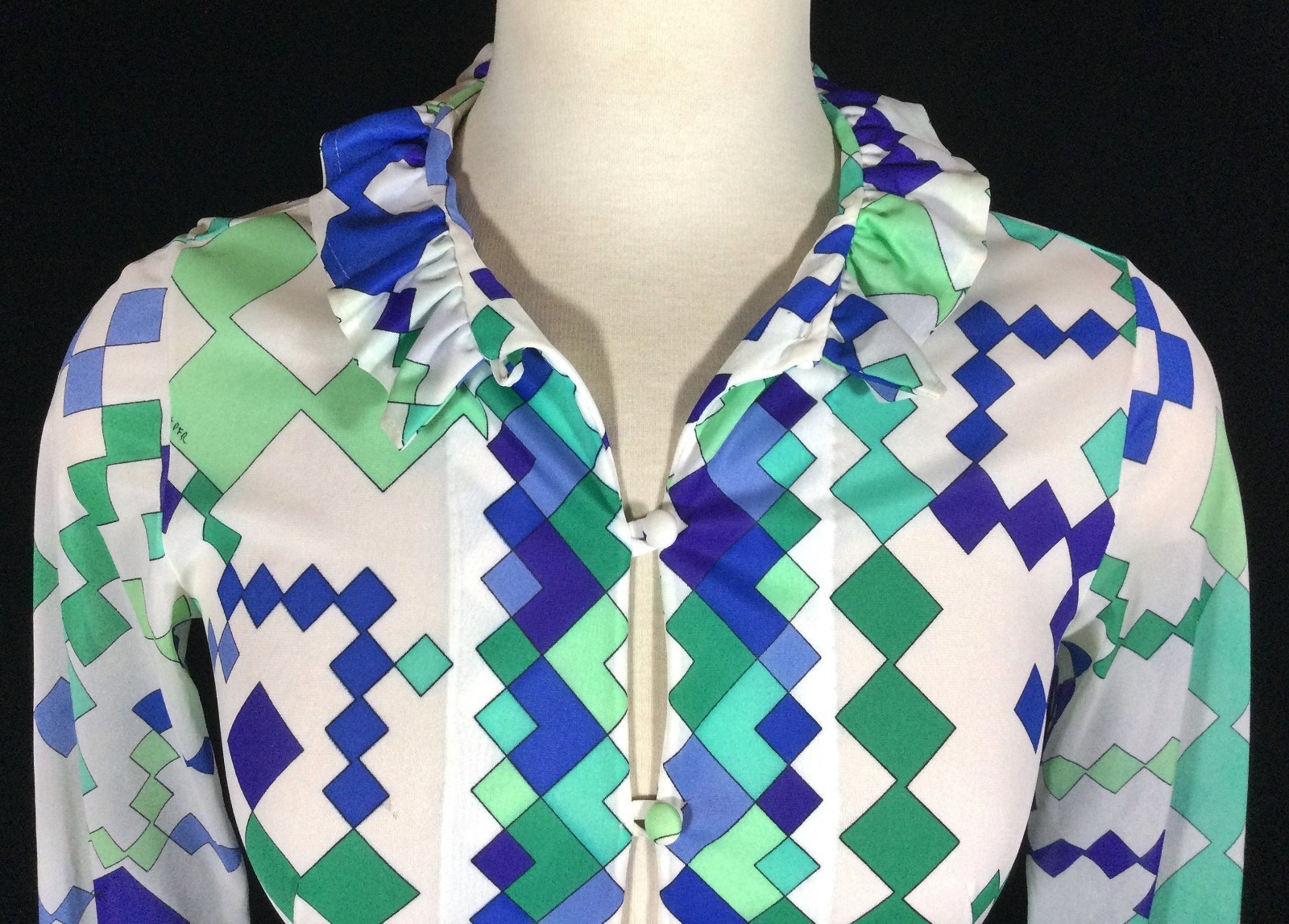 vtg 60S 70S EMILIO PUCCI FORMFIT ROGERS NIGHTGOWN PEIGNOIR DRESS ROBE XS